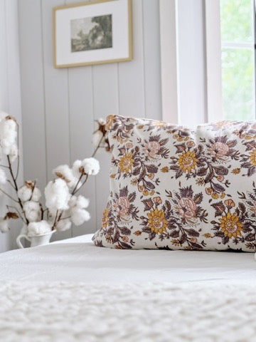 Sienna Floral Pillowcase ~ Hand-Printed & Sustainably Made