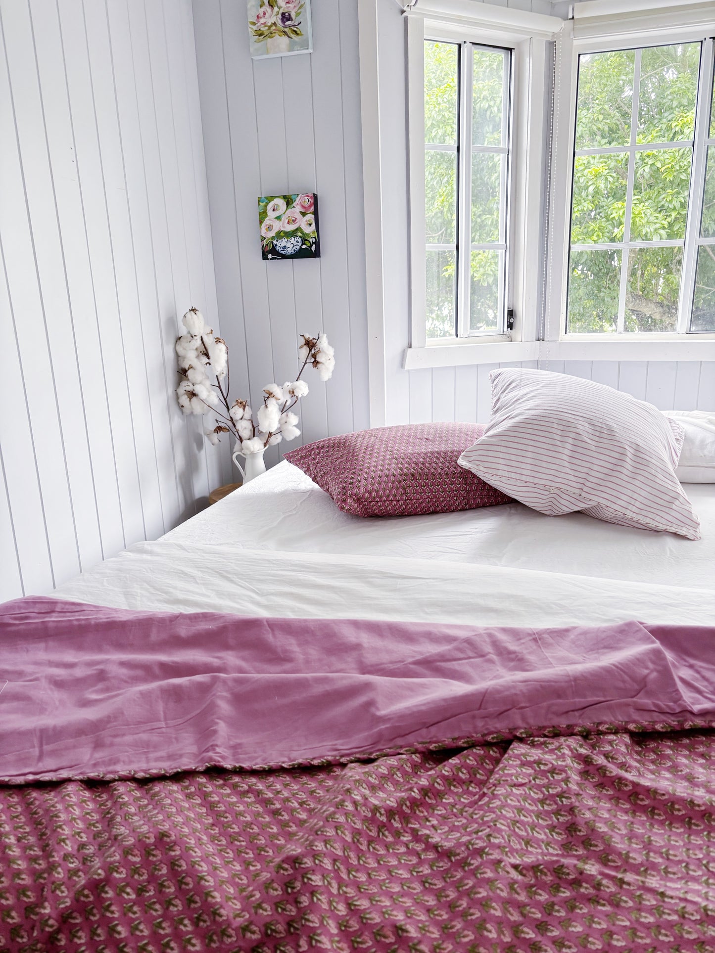 Suffolk Pink Stripes Euro Cushion Cover