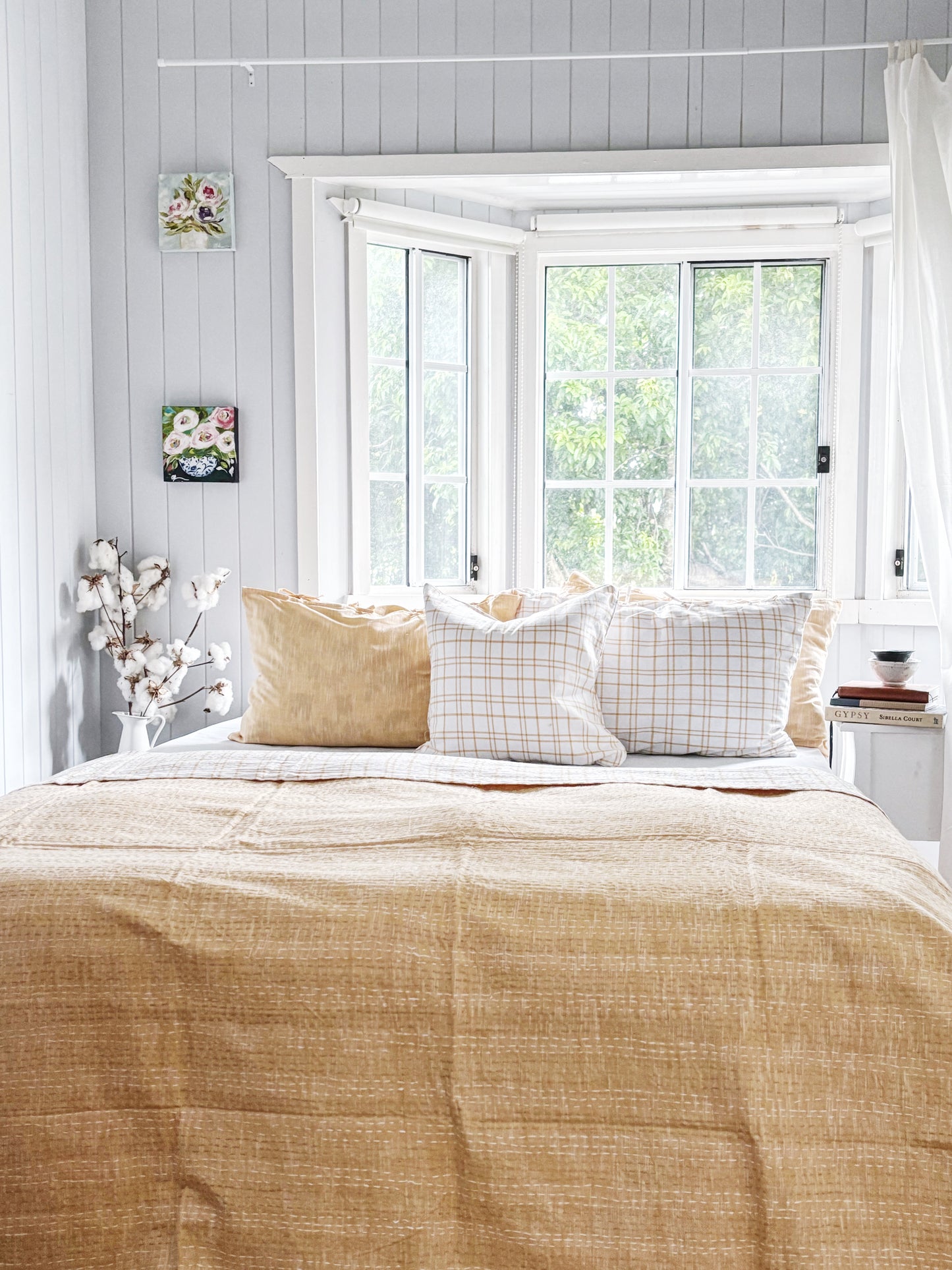 Côte de Lumière Modern Coastal Kantha Quilt