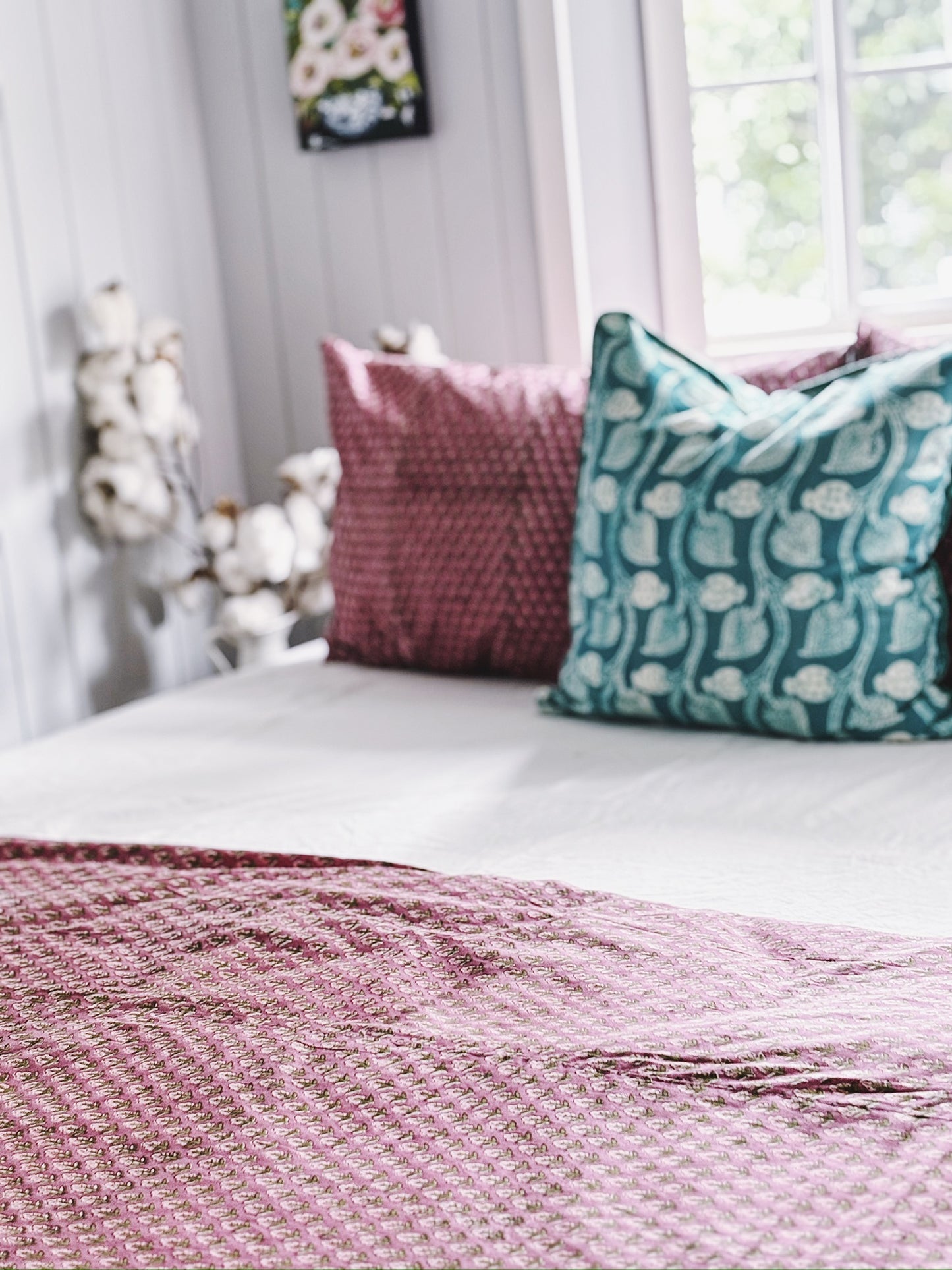 Blush Fleur Summer Blanket ~ Hand Printed & Sustainably Made
