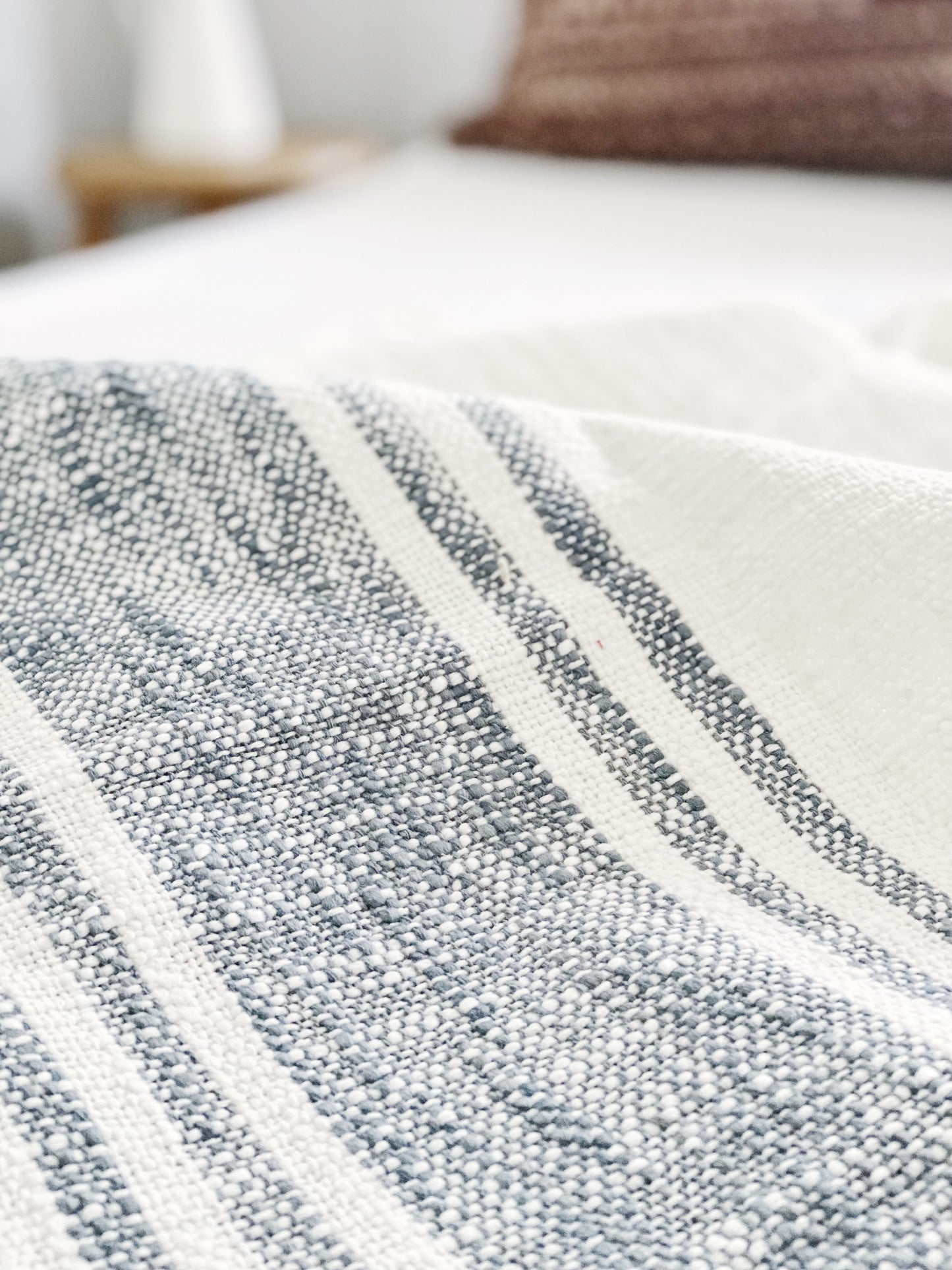 Light Gray French Stripes Throw