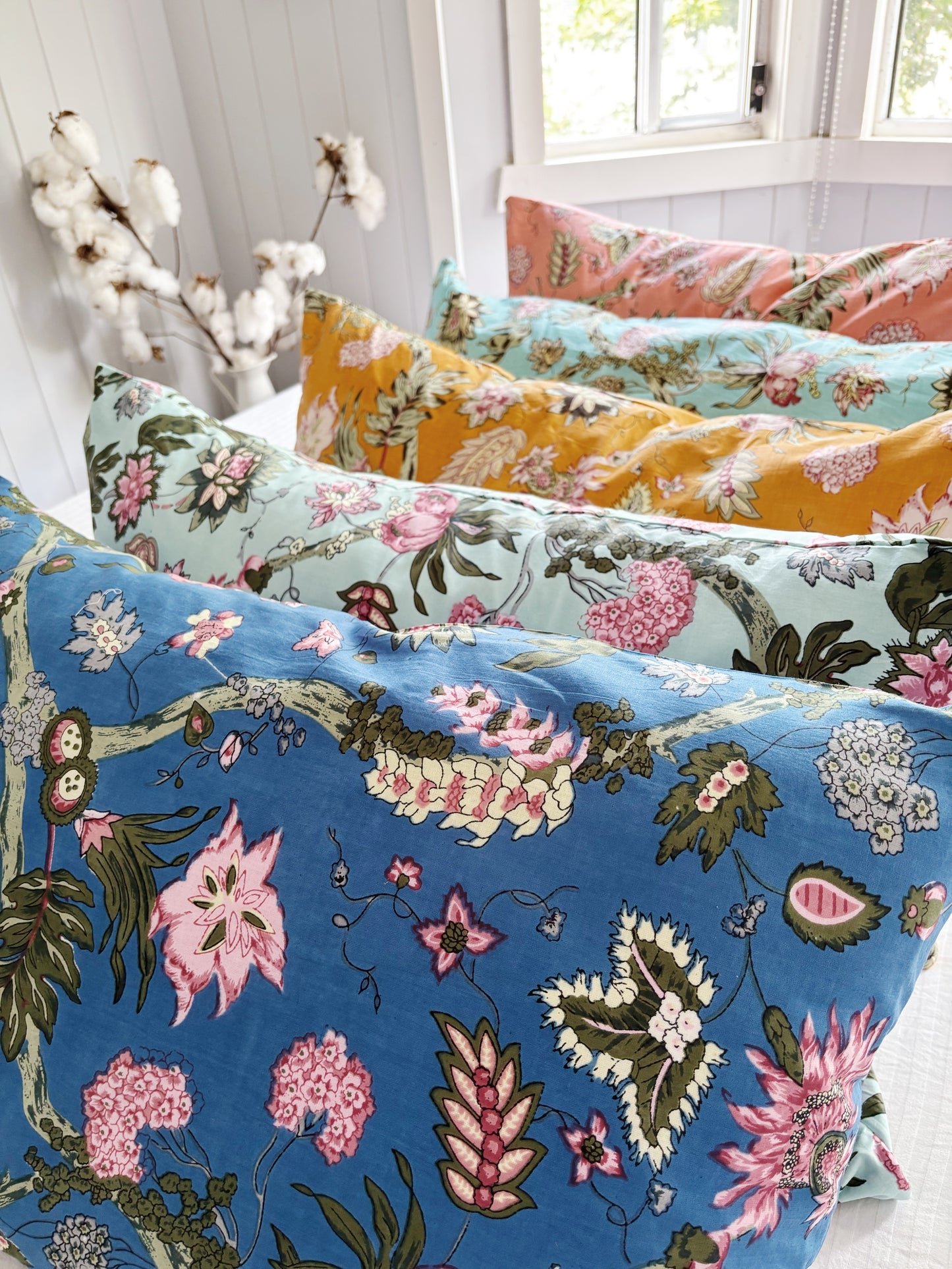 Hydrangea Blue Jardin Floral Pillowcase