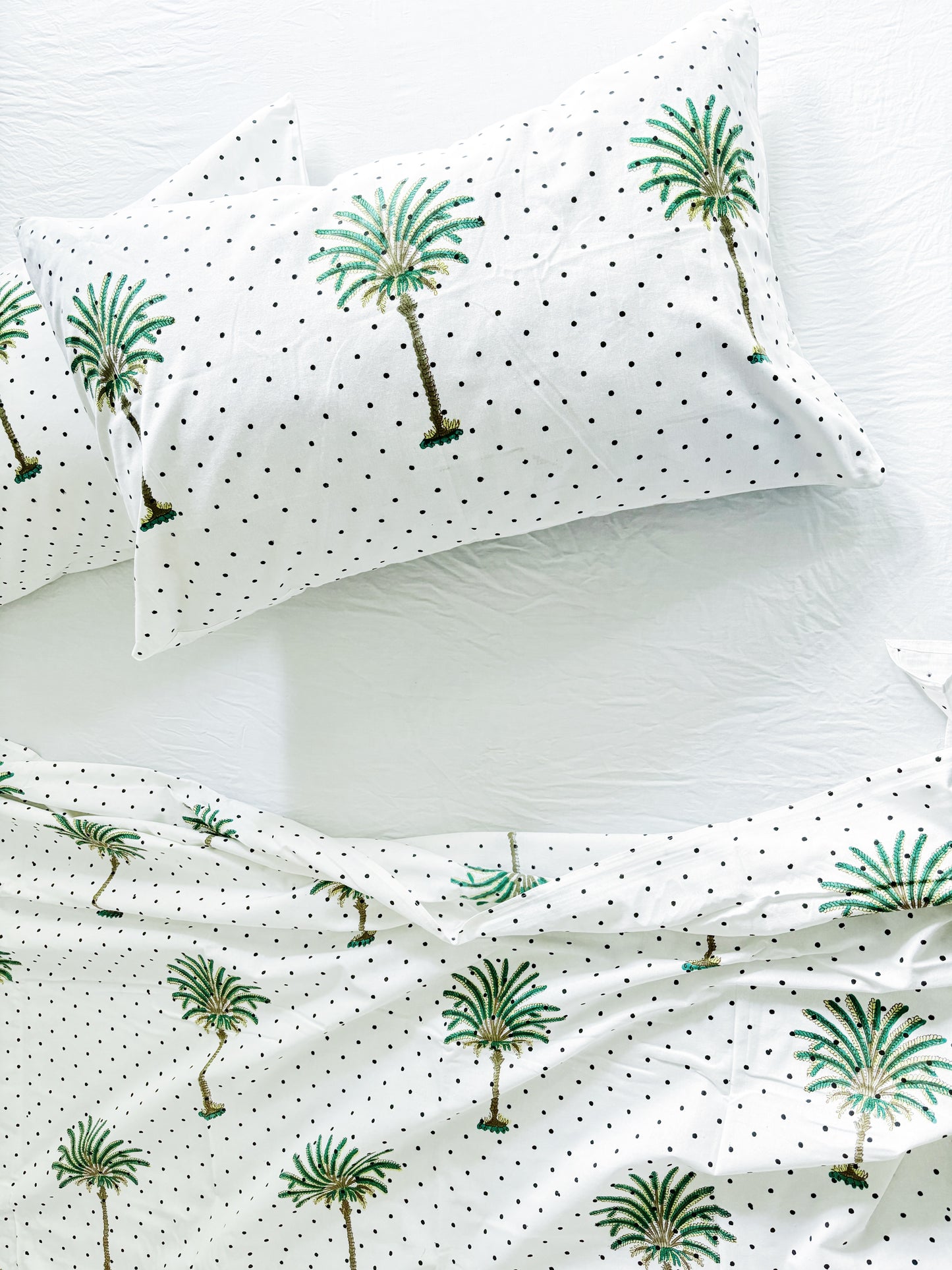 Polka Dot Palm Trees Flat Sheet Set