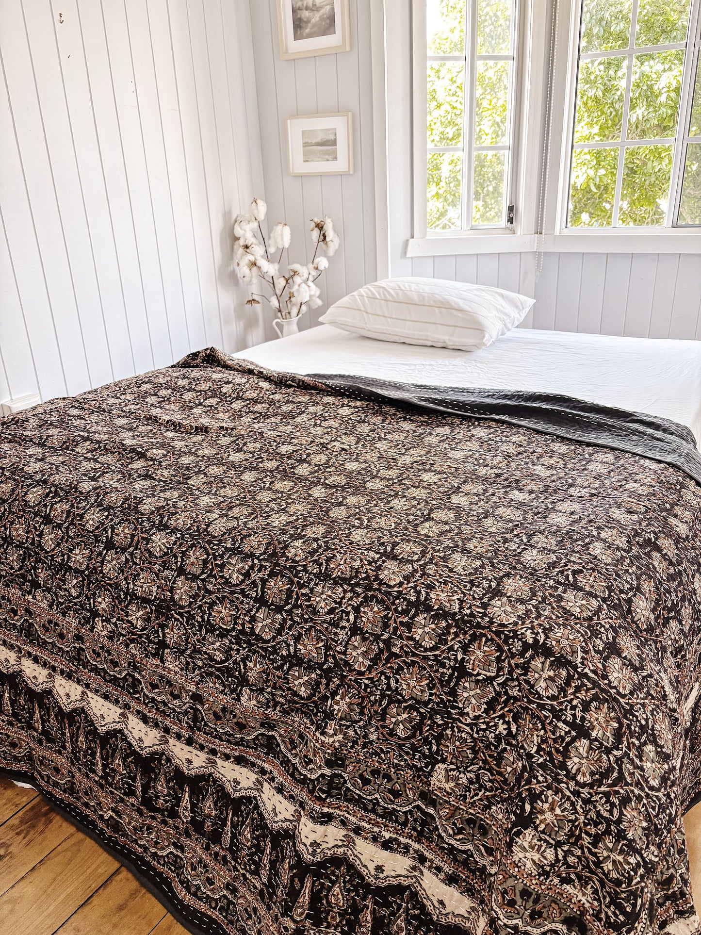 Ecru Heirloom Kantha Quilt