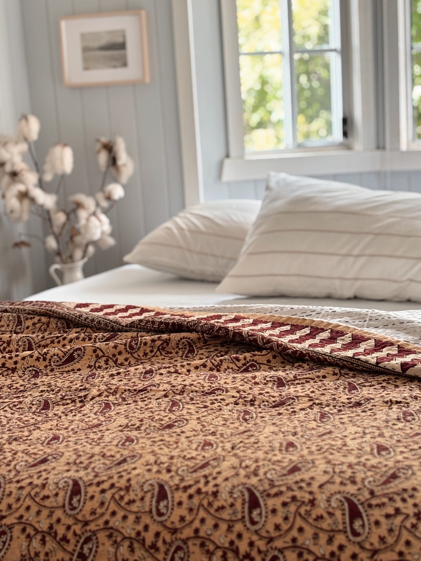 Clay Japandi Kantha Quilt