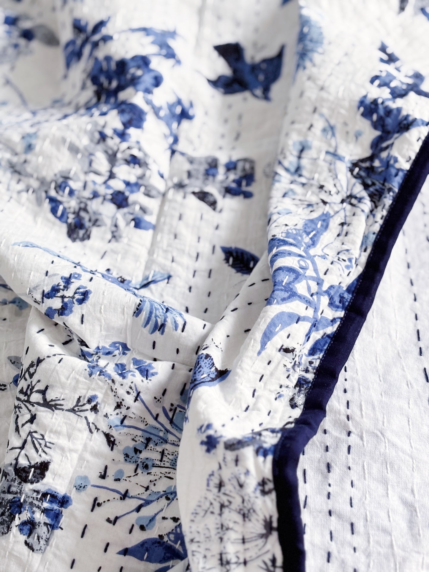 Little Birds Kantha Quilt