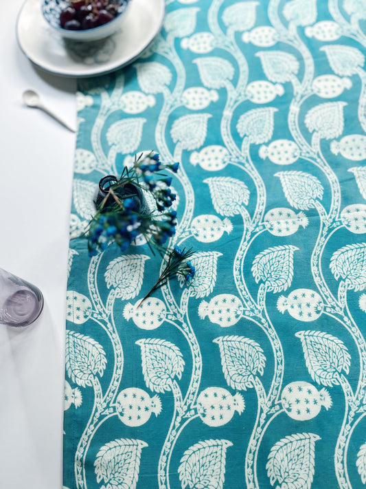 Pomegranate Vines Coastal Style Table Runner( 40x150)