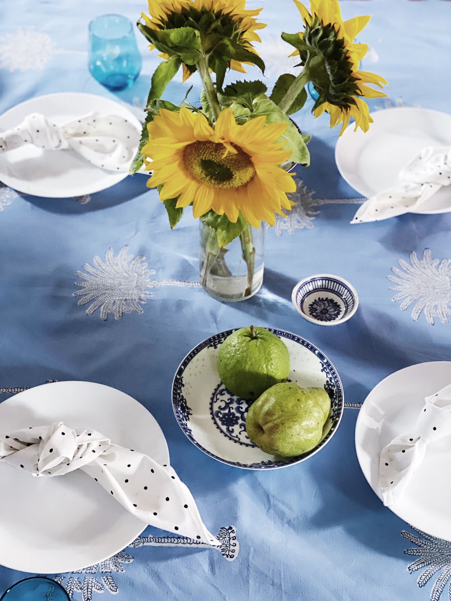 Blue Beachhouse Palms Tablecloth