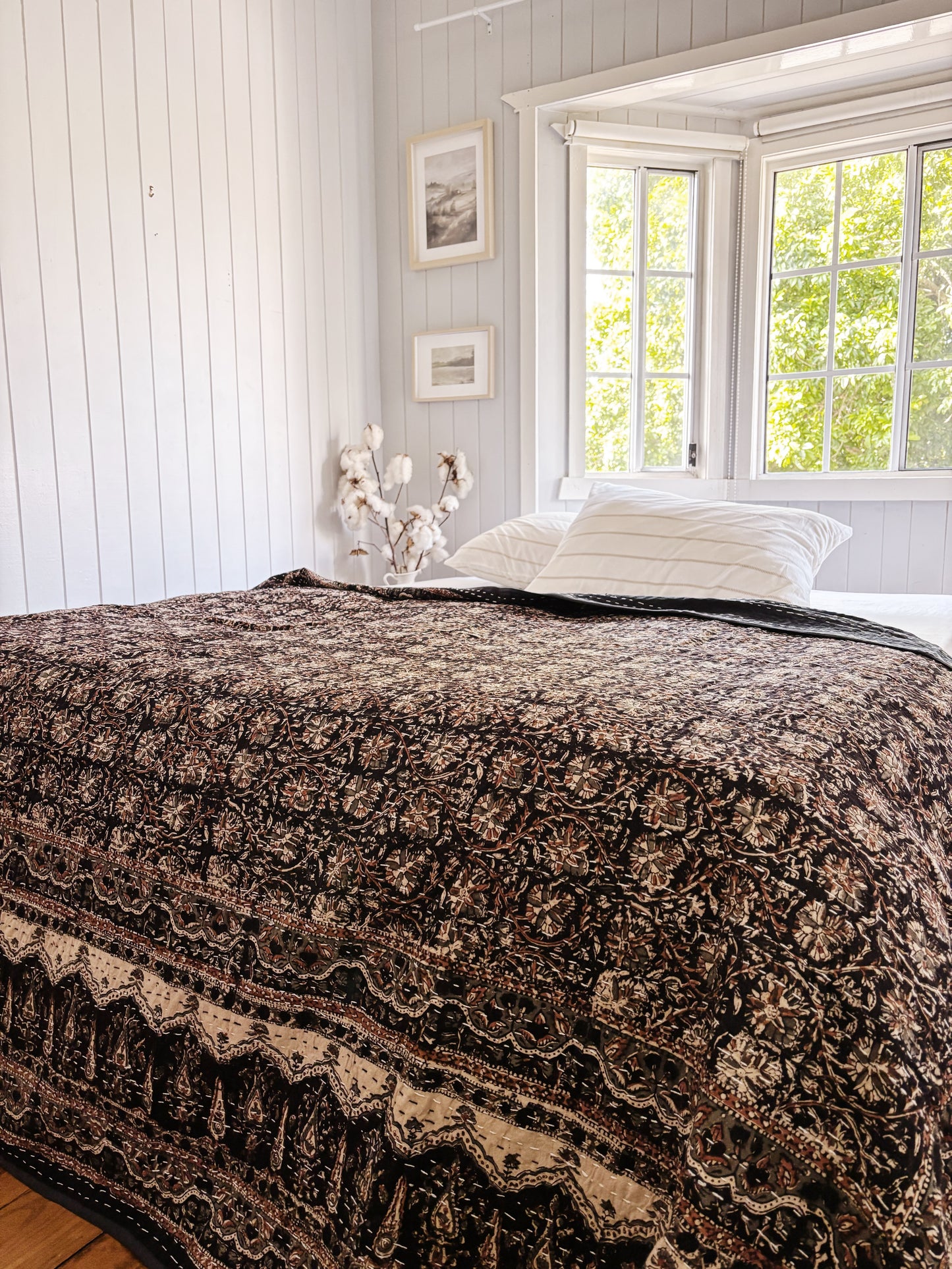 Ecru Heirloom Kantha Quilt