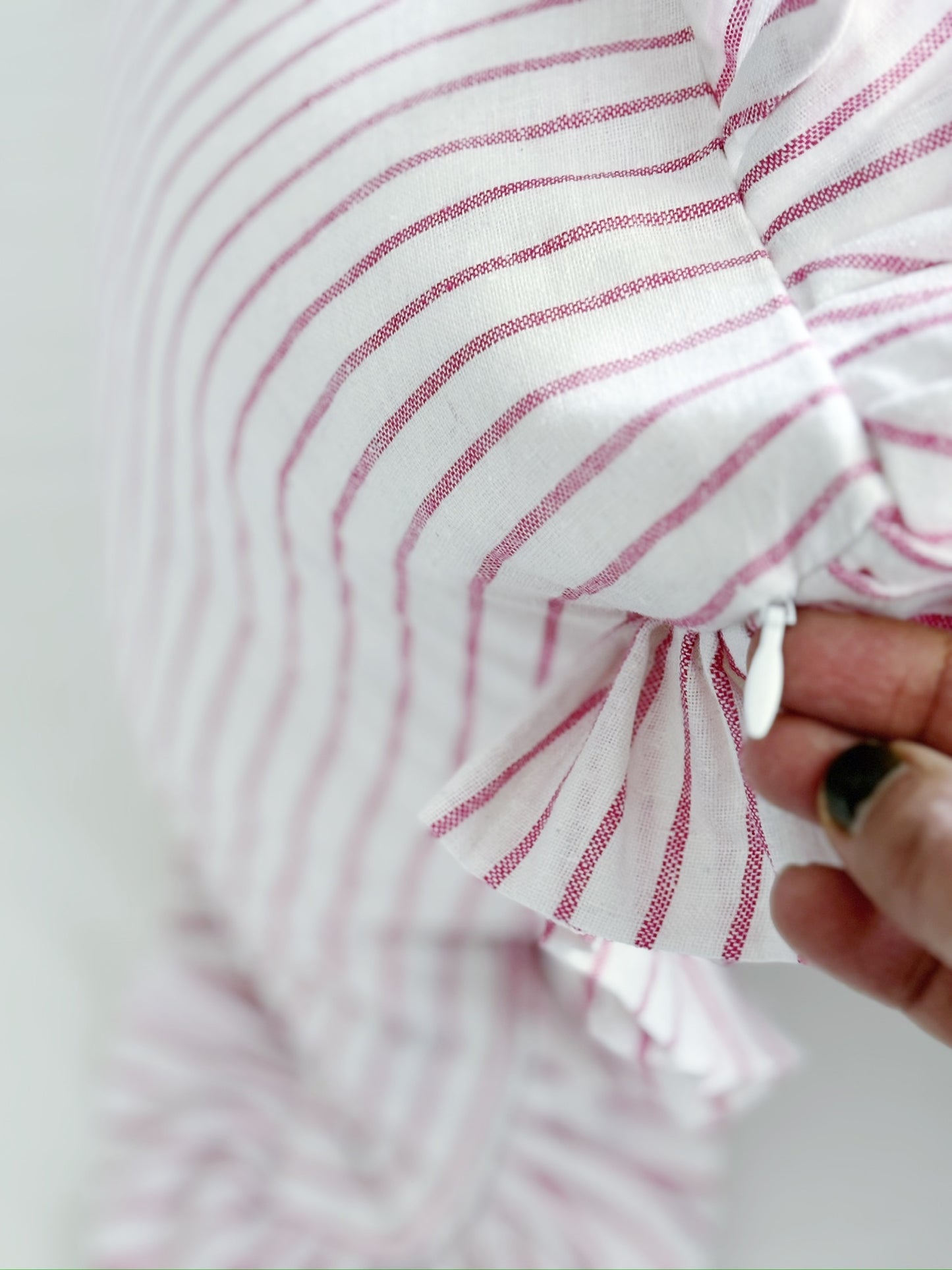 Suffolk Pink Stripes Lumbar Cushion Cover