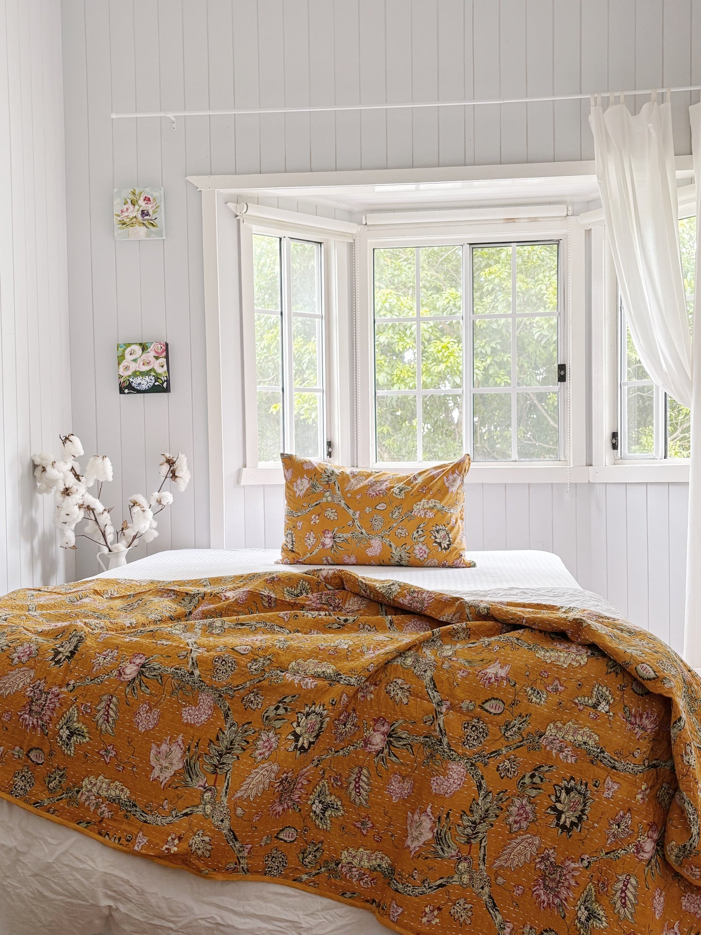 Mustard Jardin Kantha Quilt