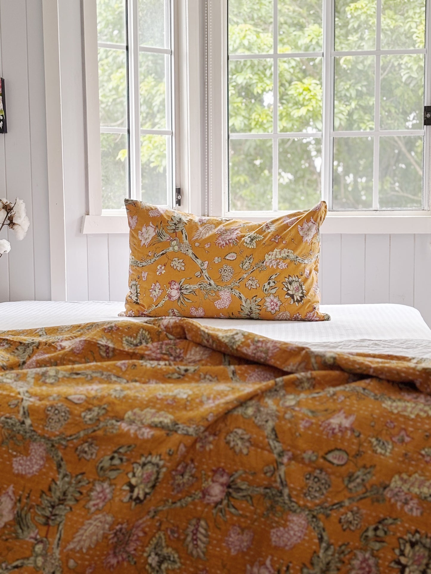 Mustard Jardin Kantha Quilt