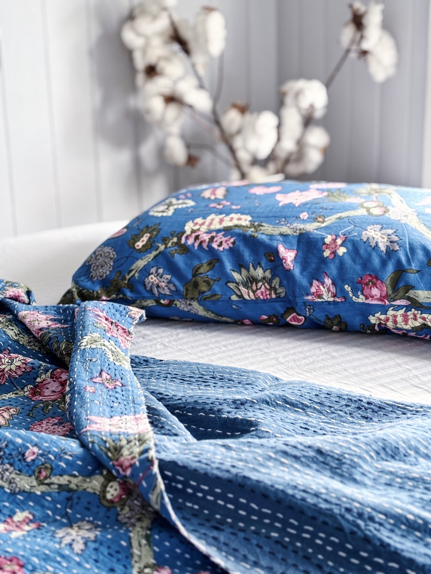 Hydrangea Blue Jardin Floral Pillowcase