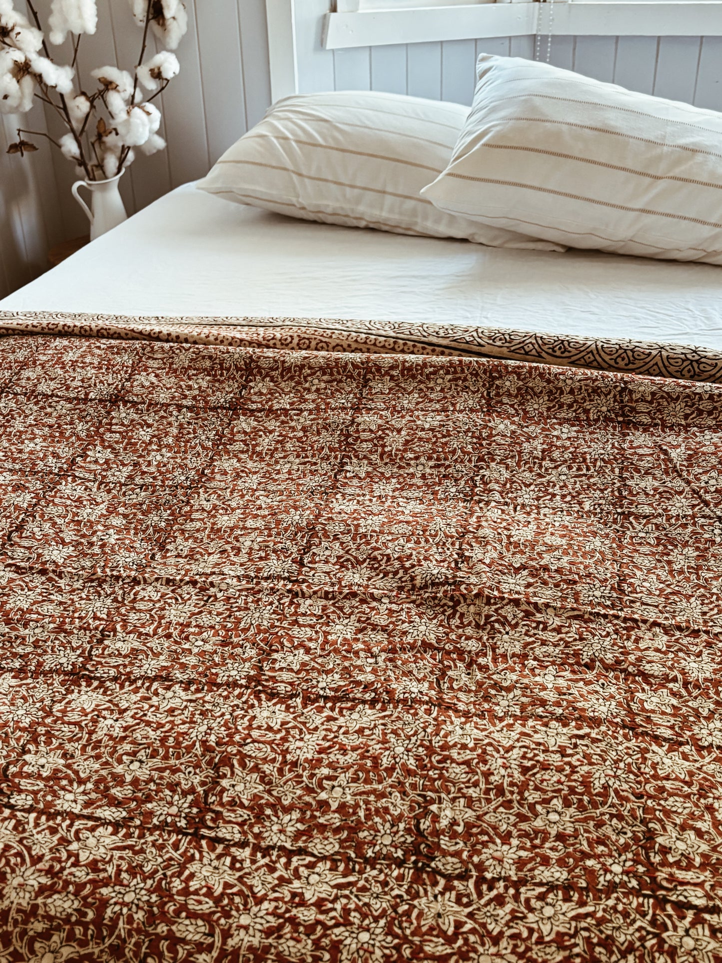 Terracotta Saltgrass Kantha Quilt