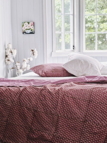 Blush Fleur Summer Blanket ~ Hand Printed & Sustainably Made