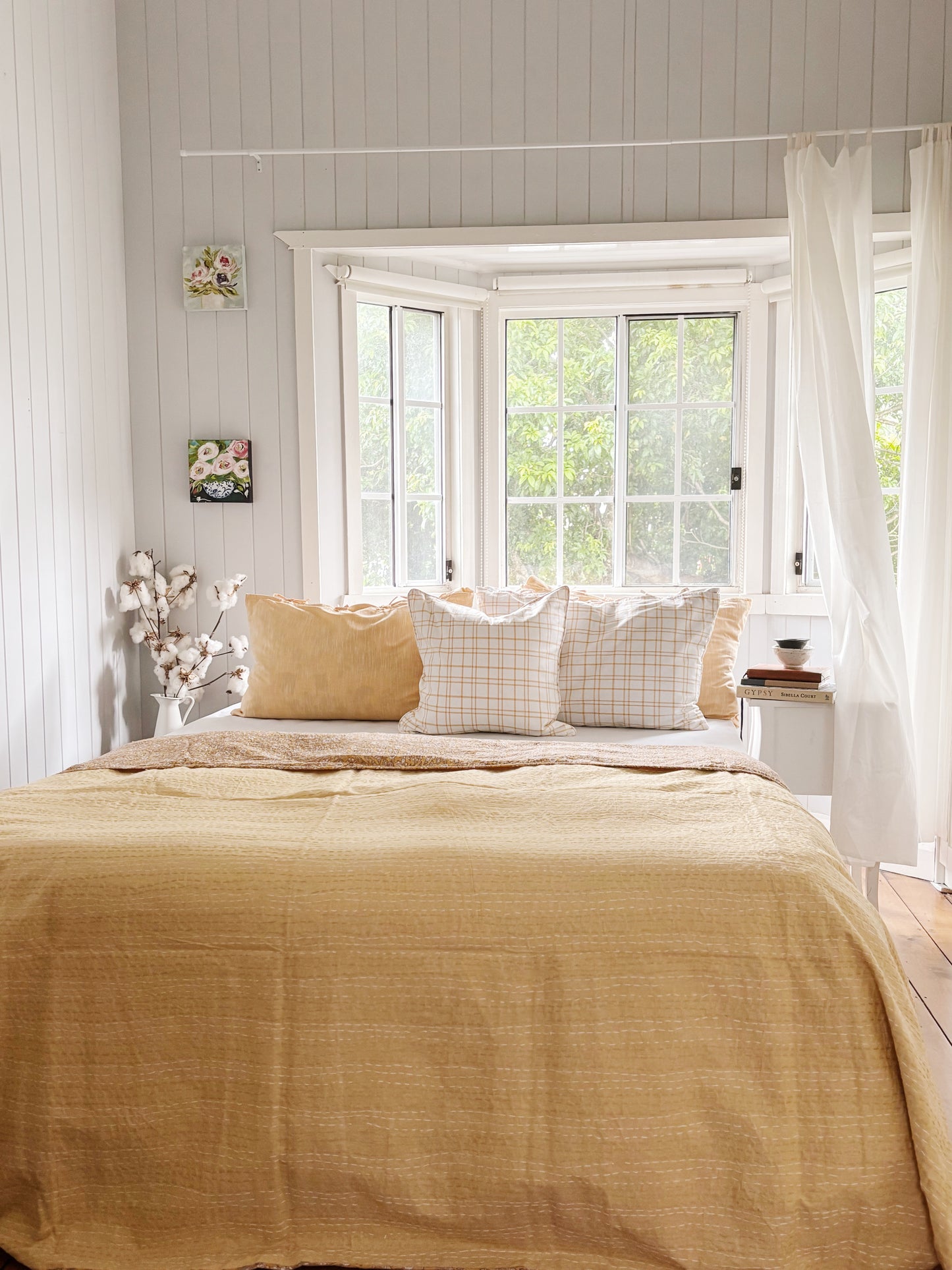 Côte de Lumière Modern Coastal Kantha Quilt