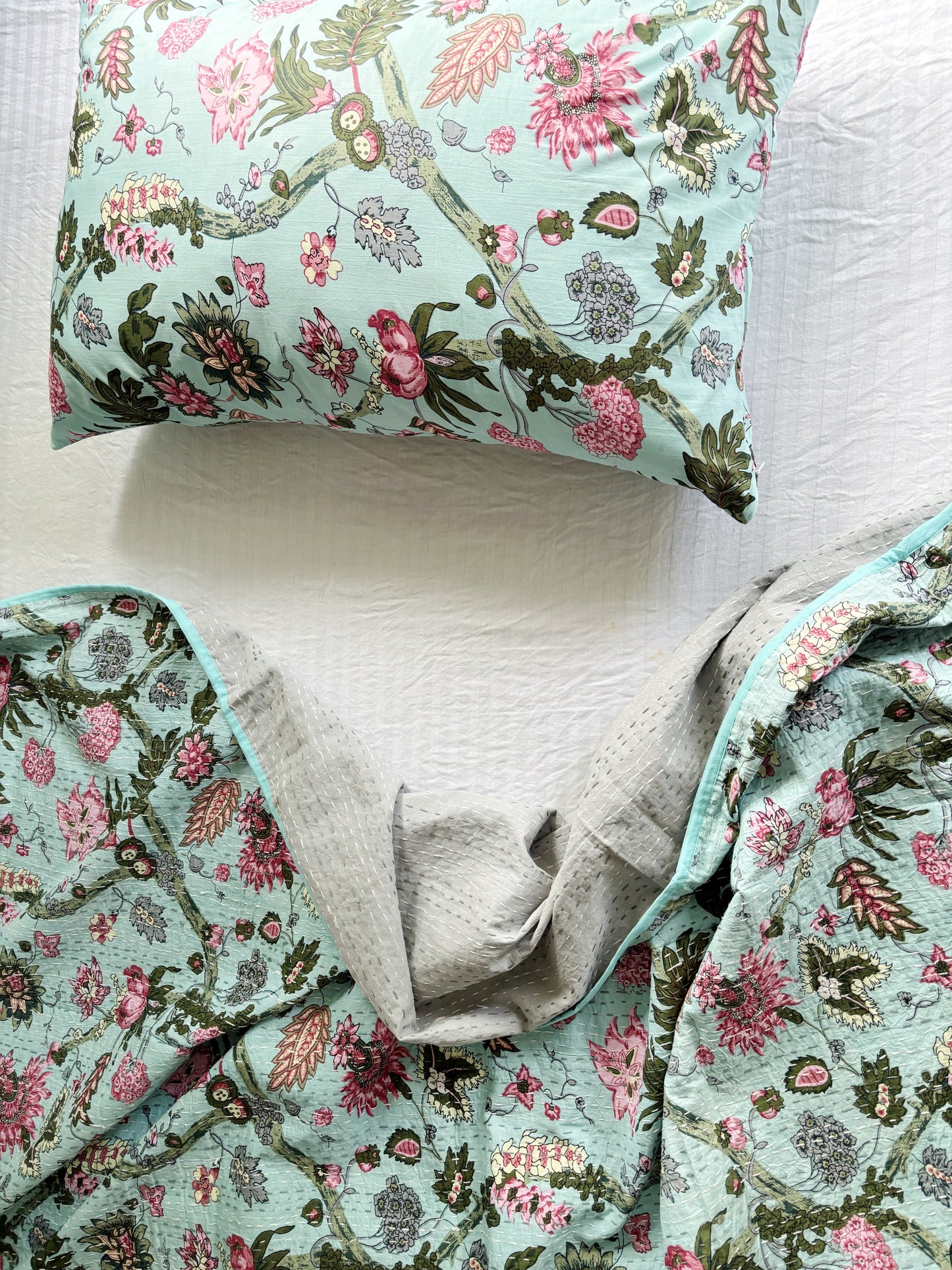 Mint Green Jardin Floral Pillowcase