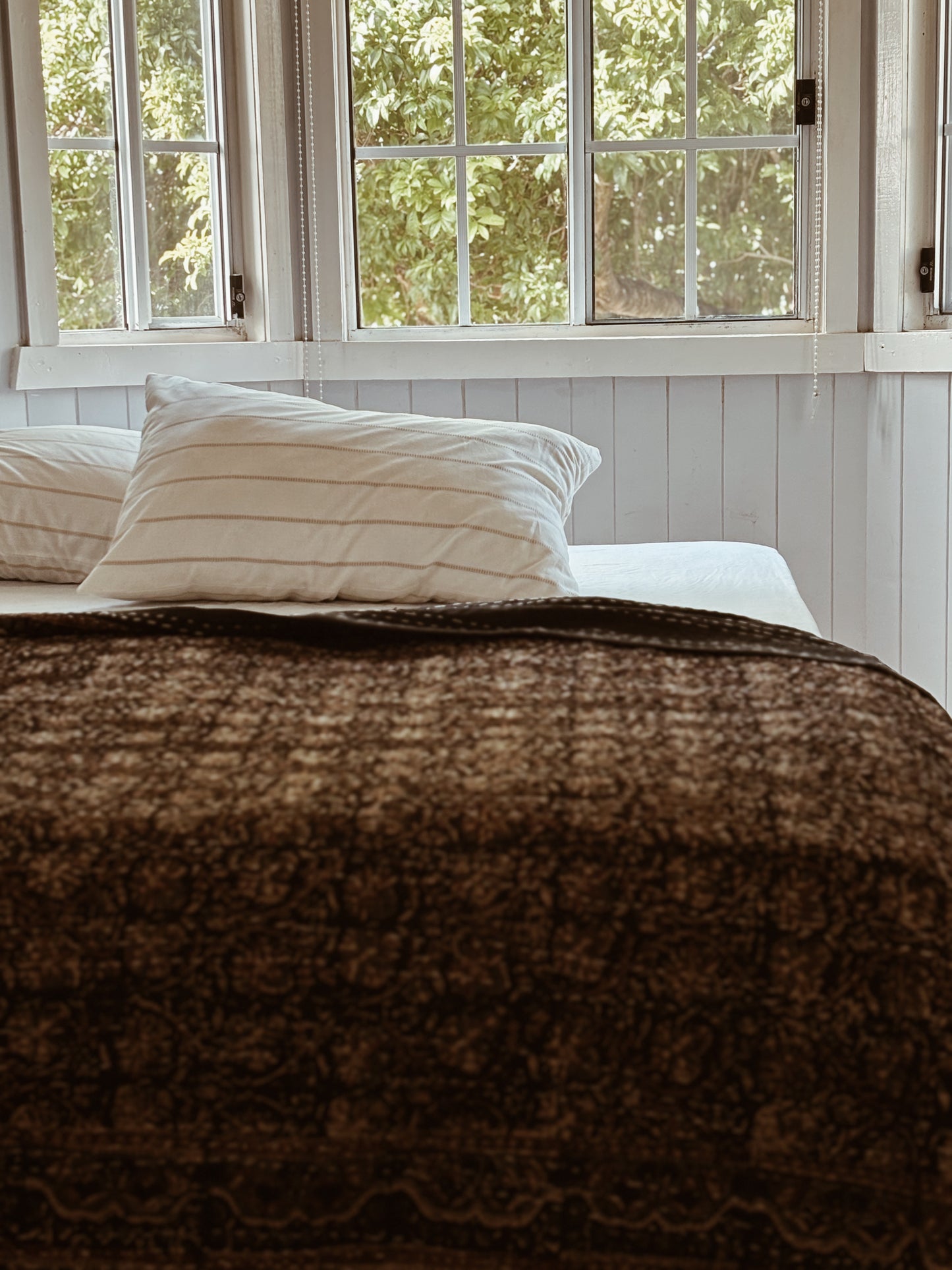 Ecru Heirloom Kantha Quilt