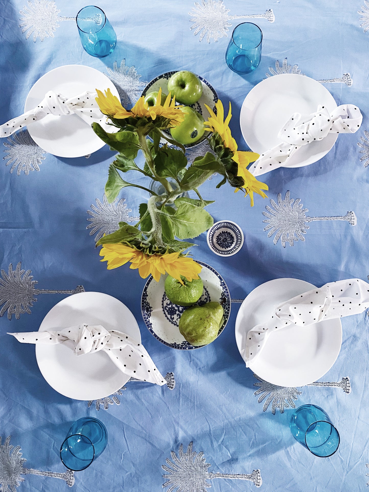 Blue Beachhouse Palms Tablecloth