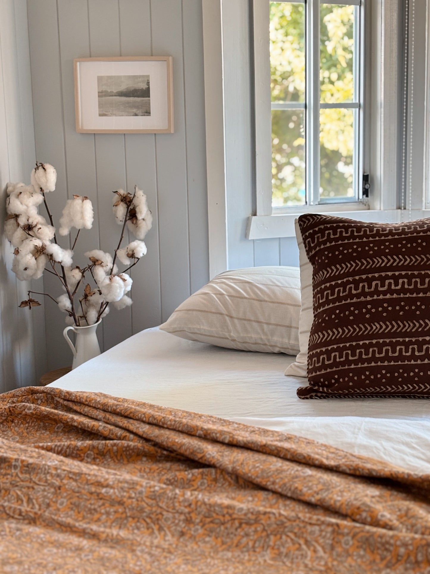 Peach Soleil Boho Coastal Kantha Quilt