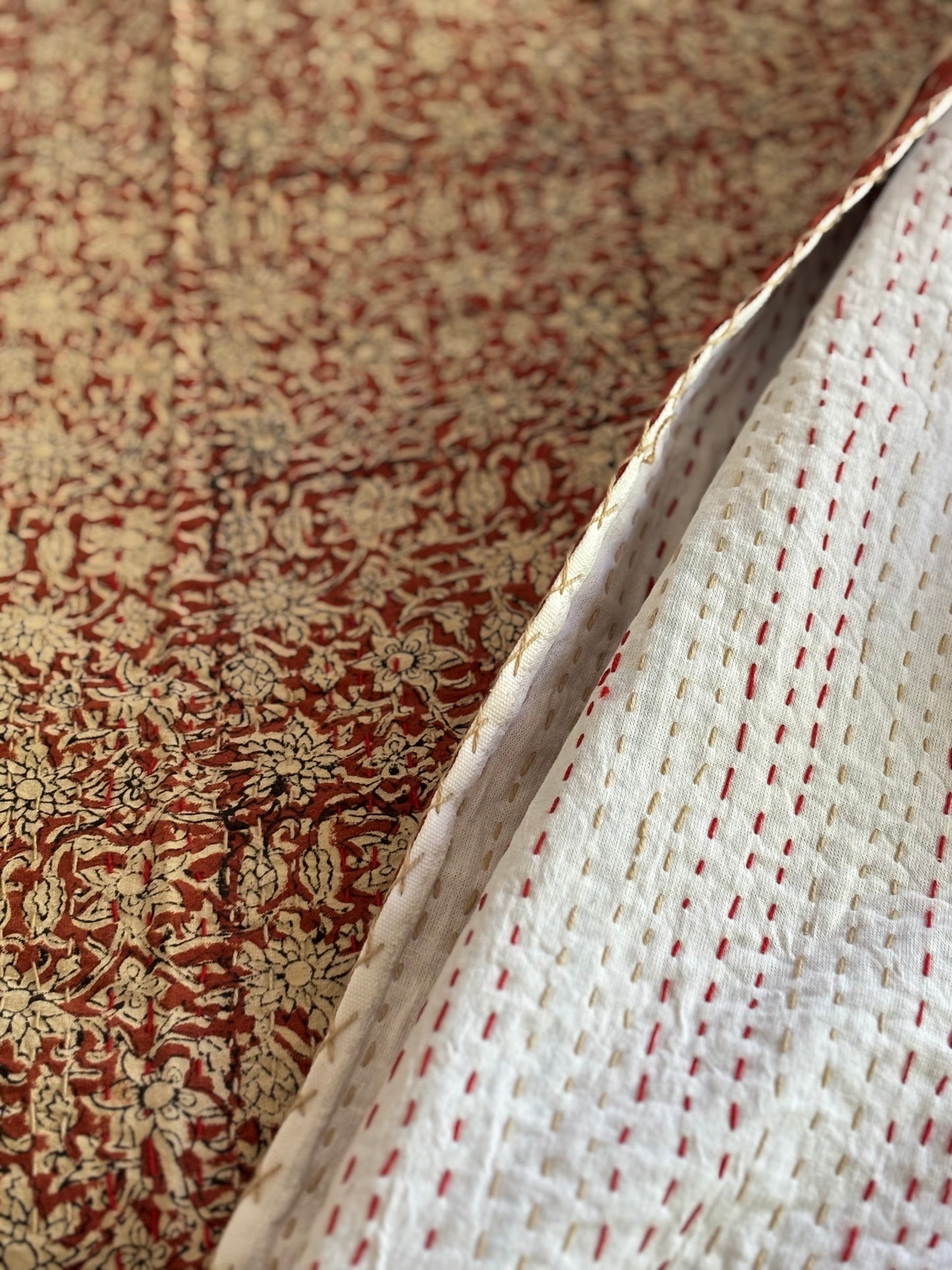 Terracotta Saltgrass Kantha Quilt