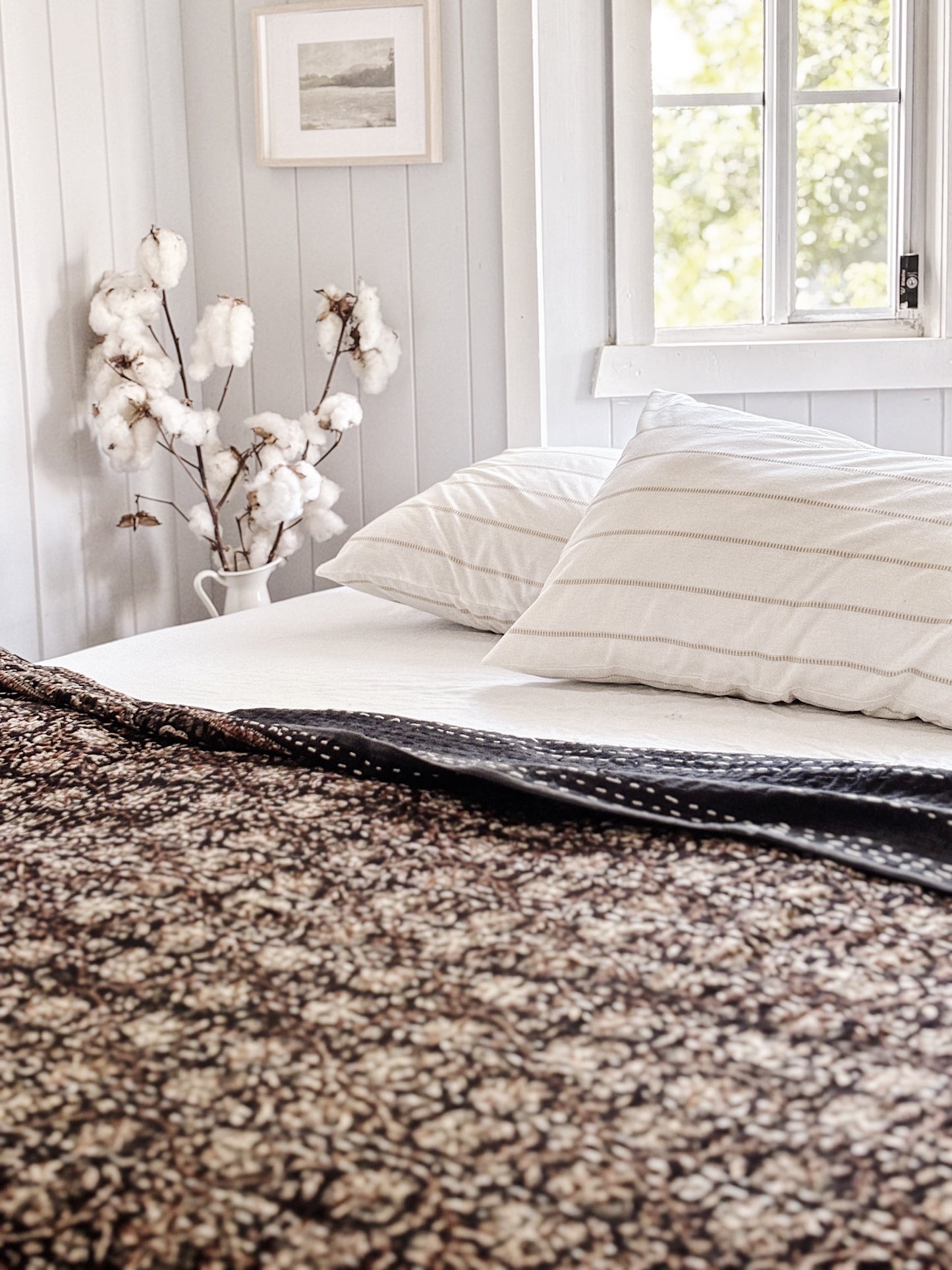 Ecru Heirloom Kantha Quilt