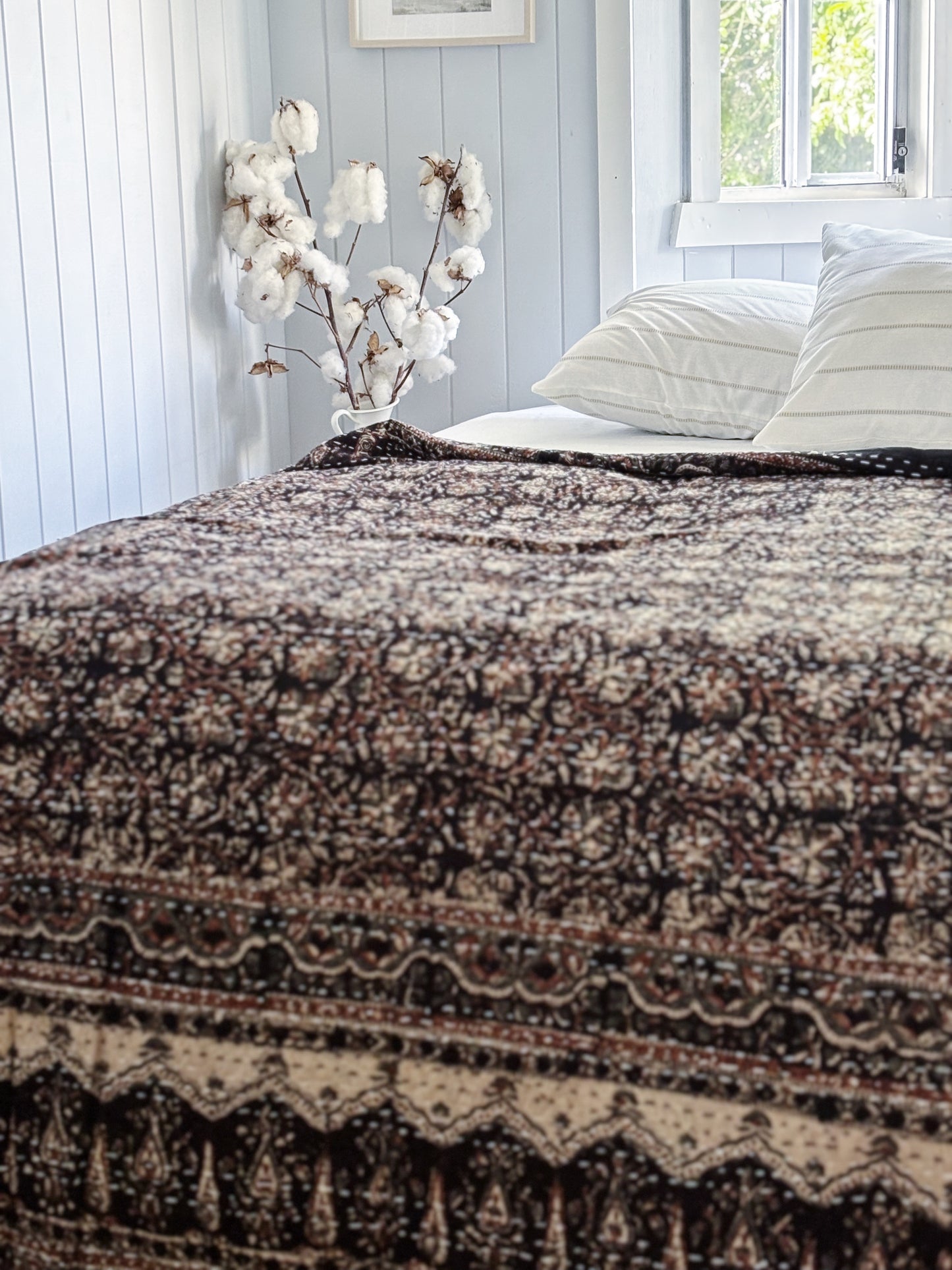 Ecru Heirloom Kantha Quilt