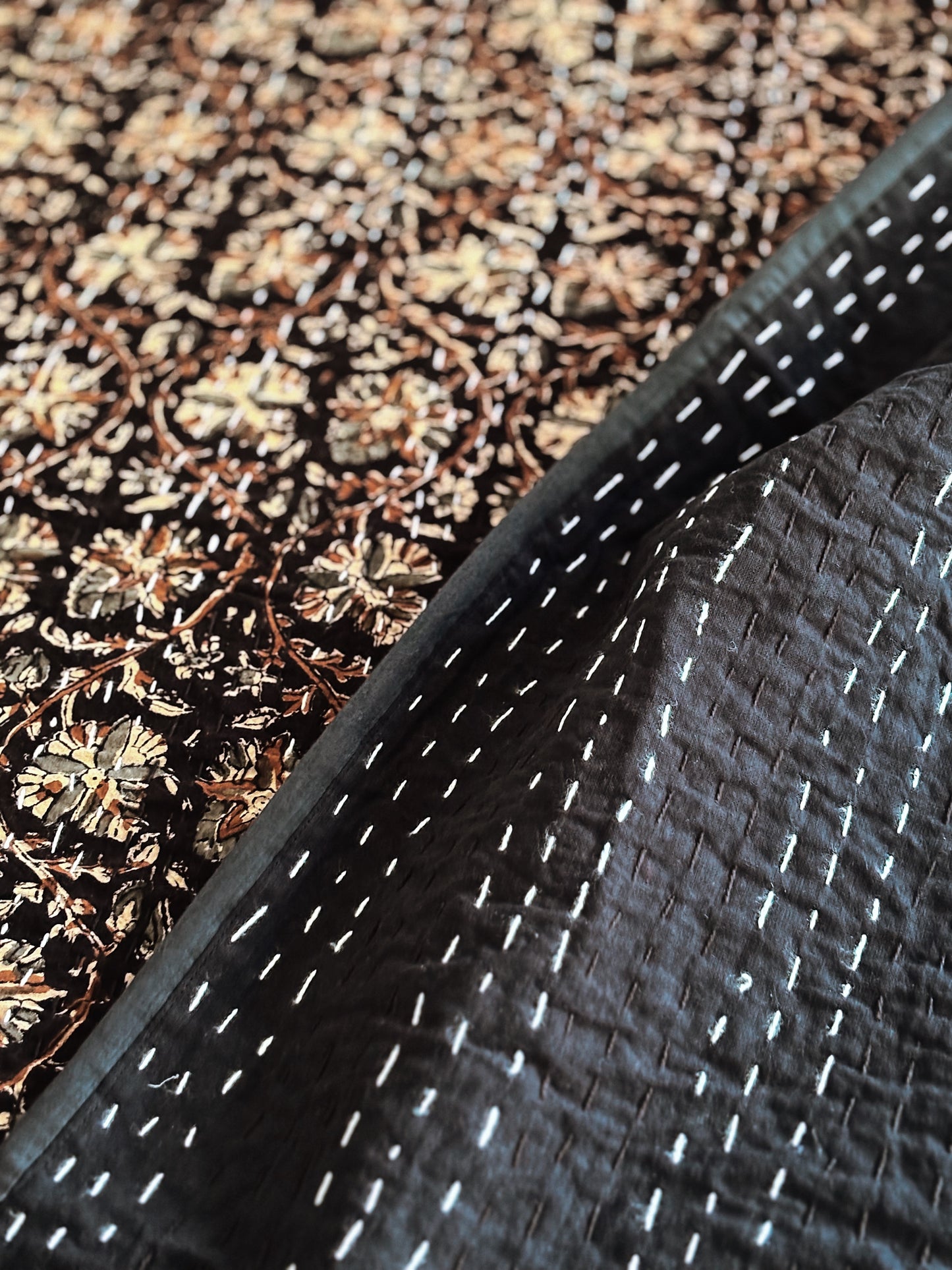 Ecru Heirloom Kantha Quilt