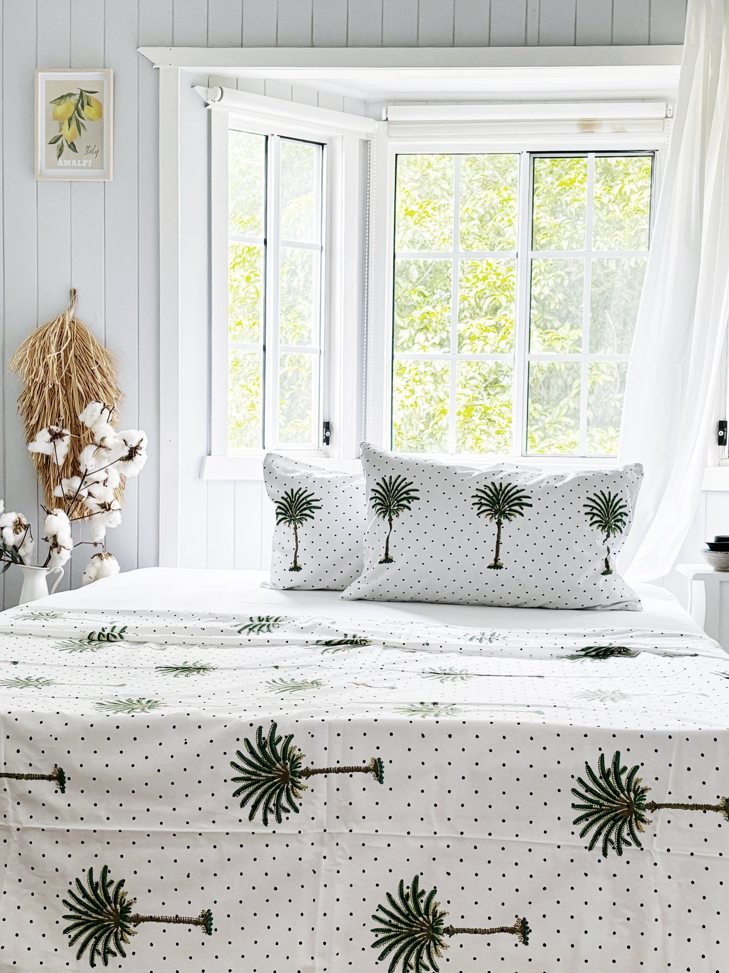 Polka Dot Palm Trees Flat Sheet Set