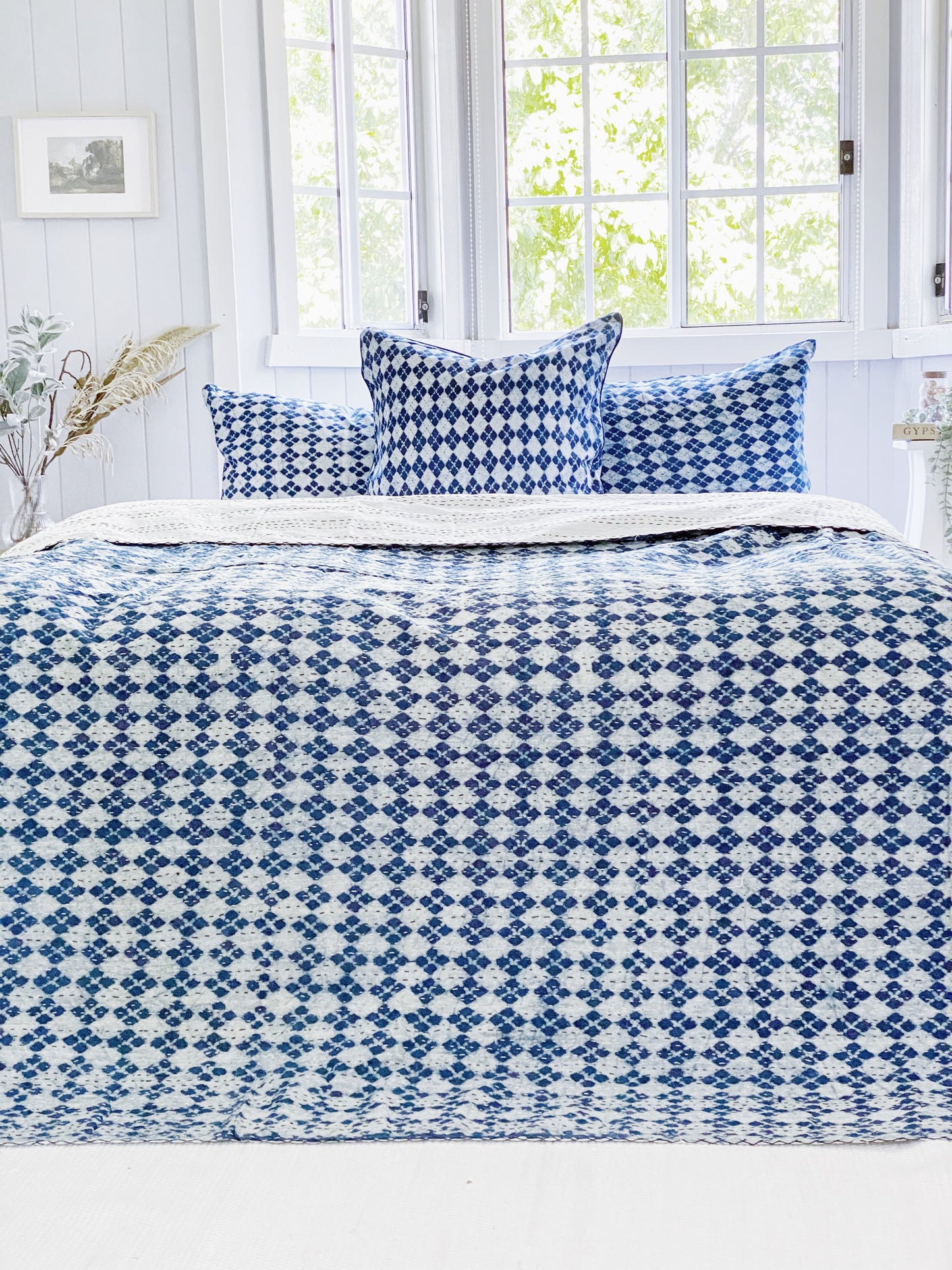 Blue Coastal Hamptons Euro Cushion Cover