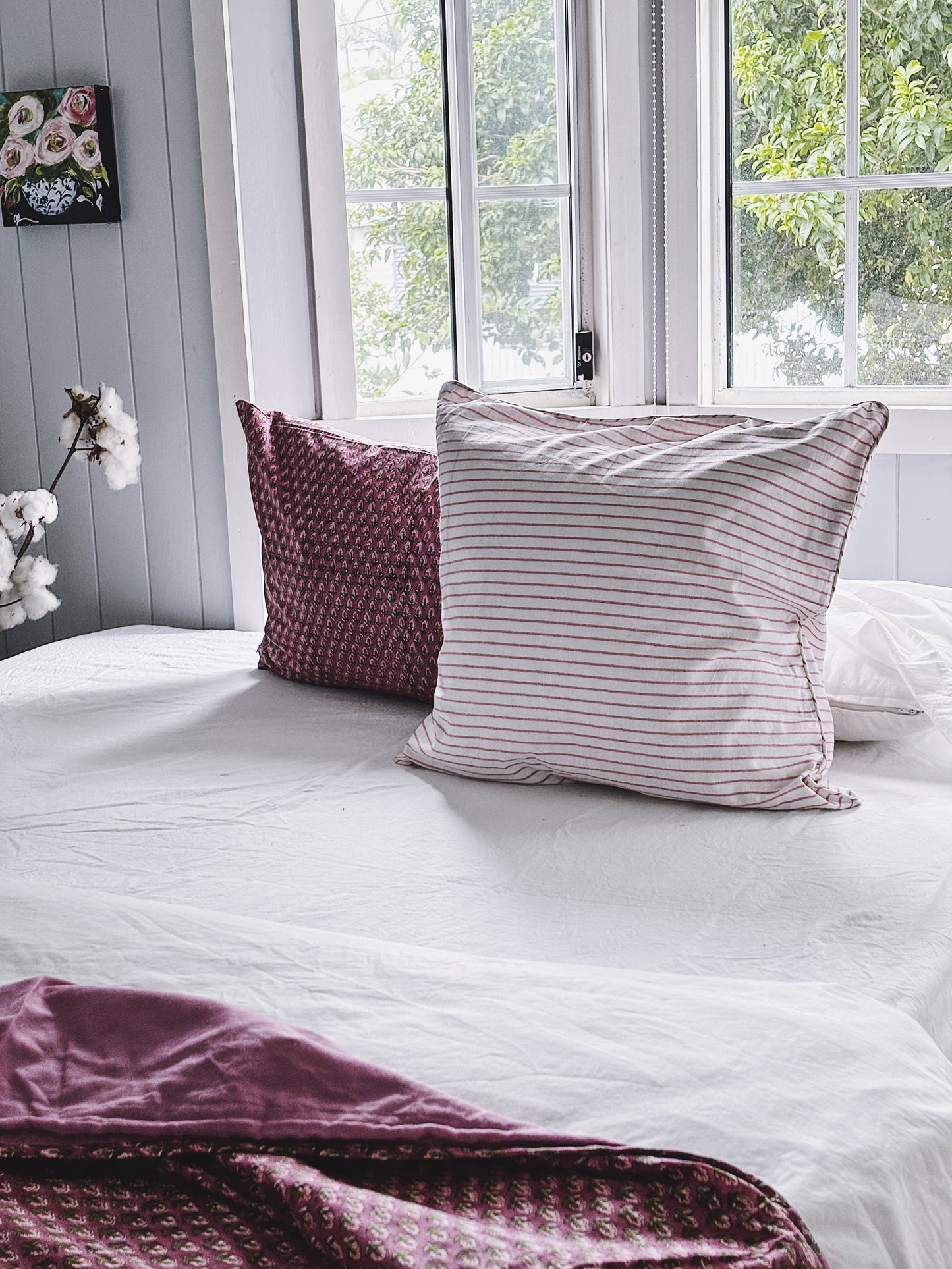 Suffolk Pink Stripes Euro Cushion Cover