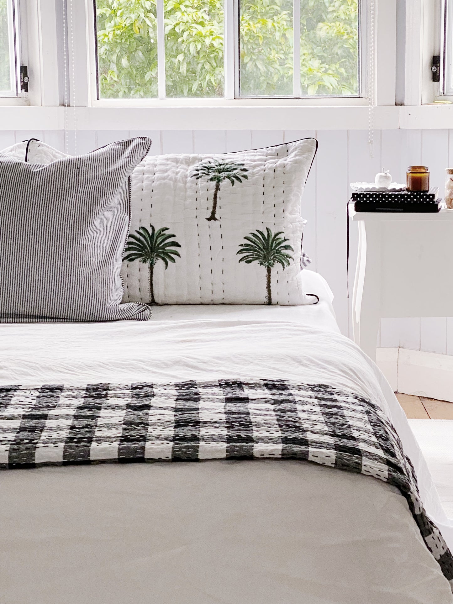 Gingham Modern Farmhouse Kantha Quilt