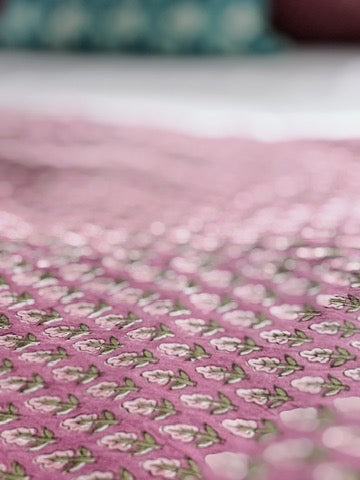 Blush Fleur Summer Blanket ~ Hand Printed & Sustainably Made