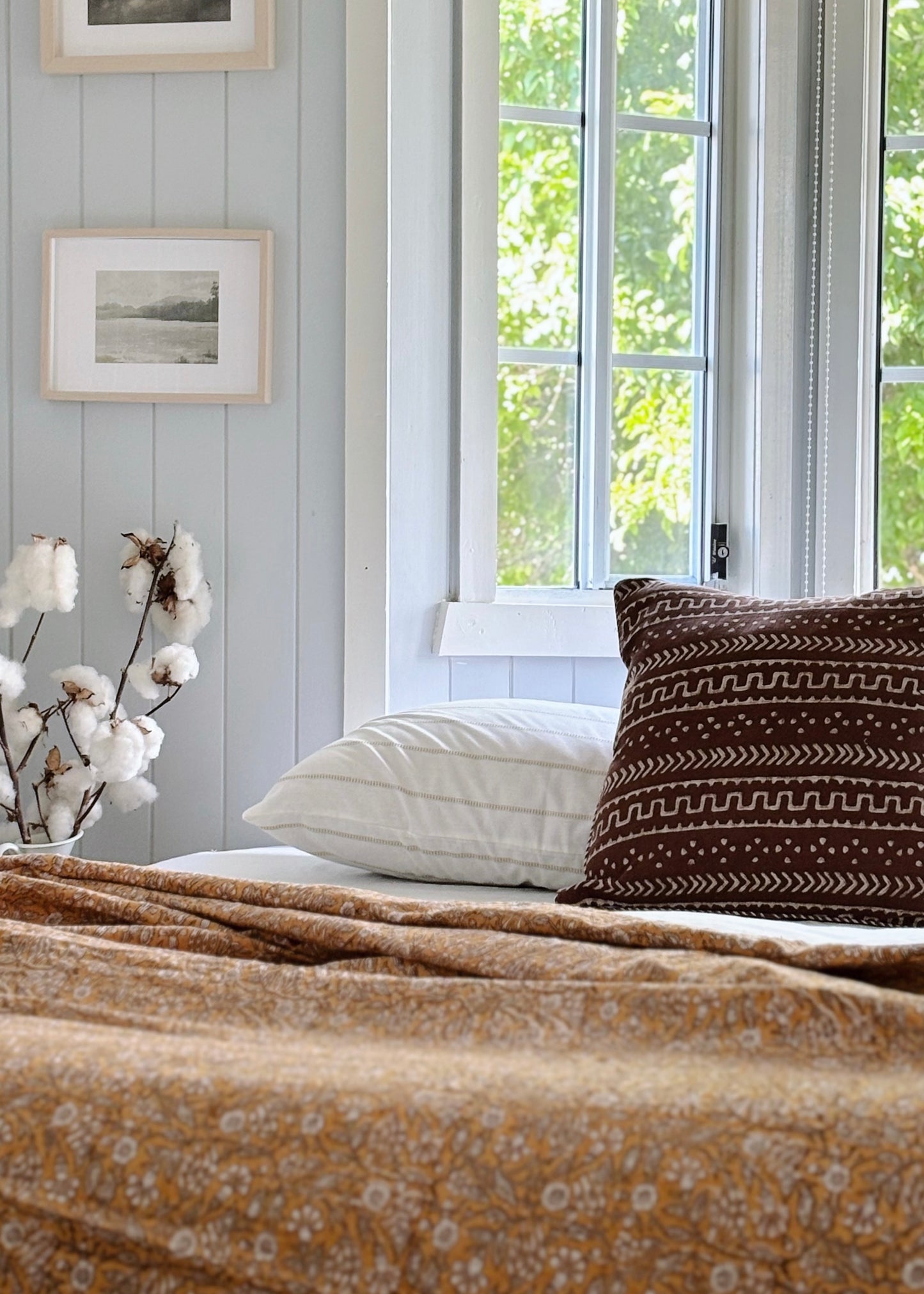 Modern Coastal Hand Block Printed Kantha Quilt Bundle