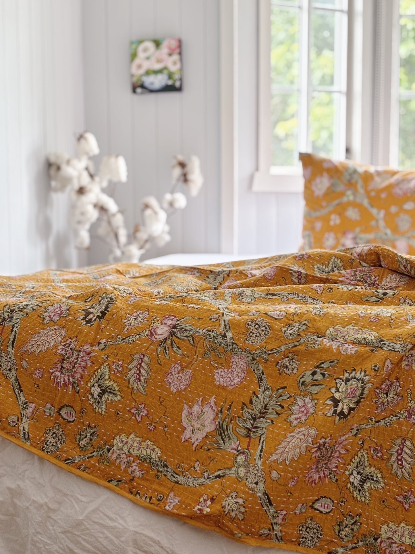 Mustard Jardin Kantha Quilt