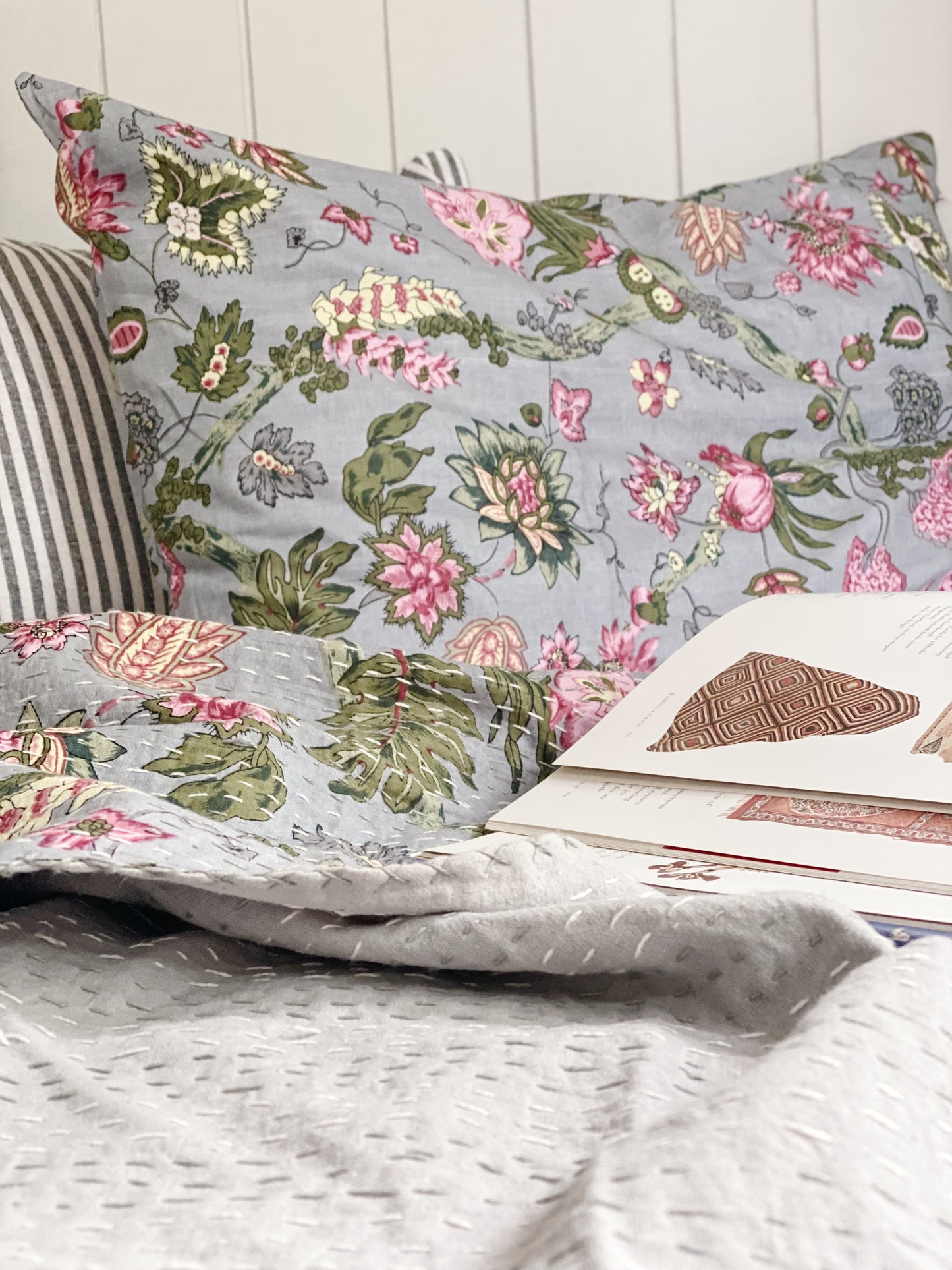 Ash Grey Jardin Floral Pillowcase