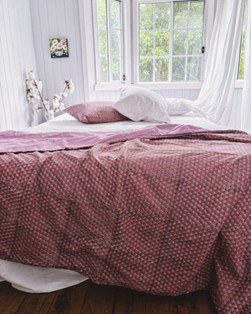 Blush Fleur Summer Blanket ~ Hand Printed & Sustainably Made