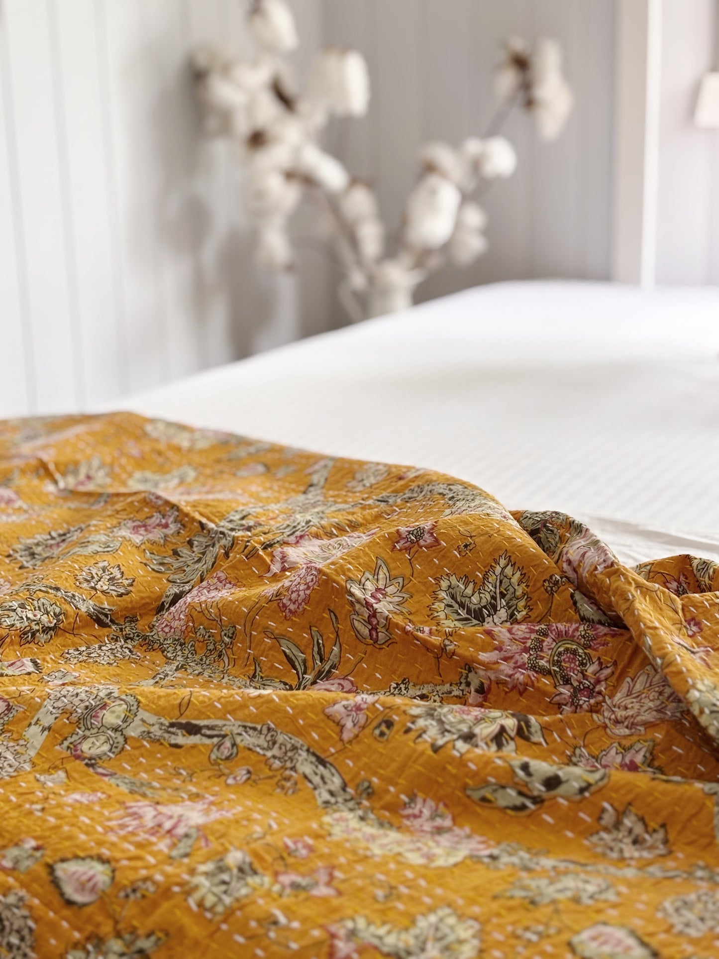 Mustard Jardin Kantha Quilt