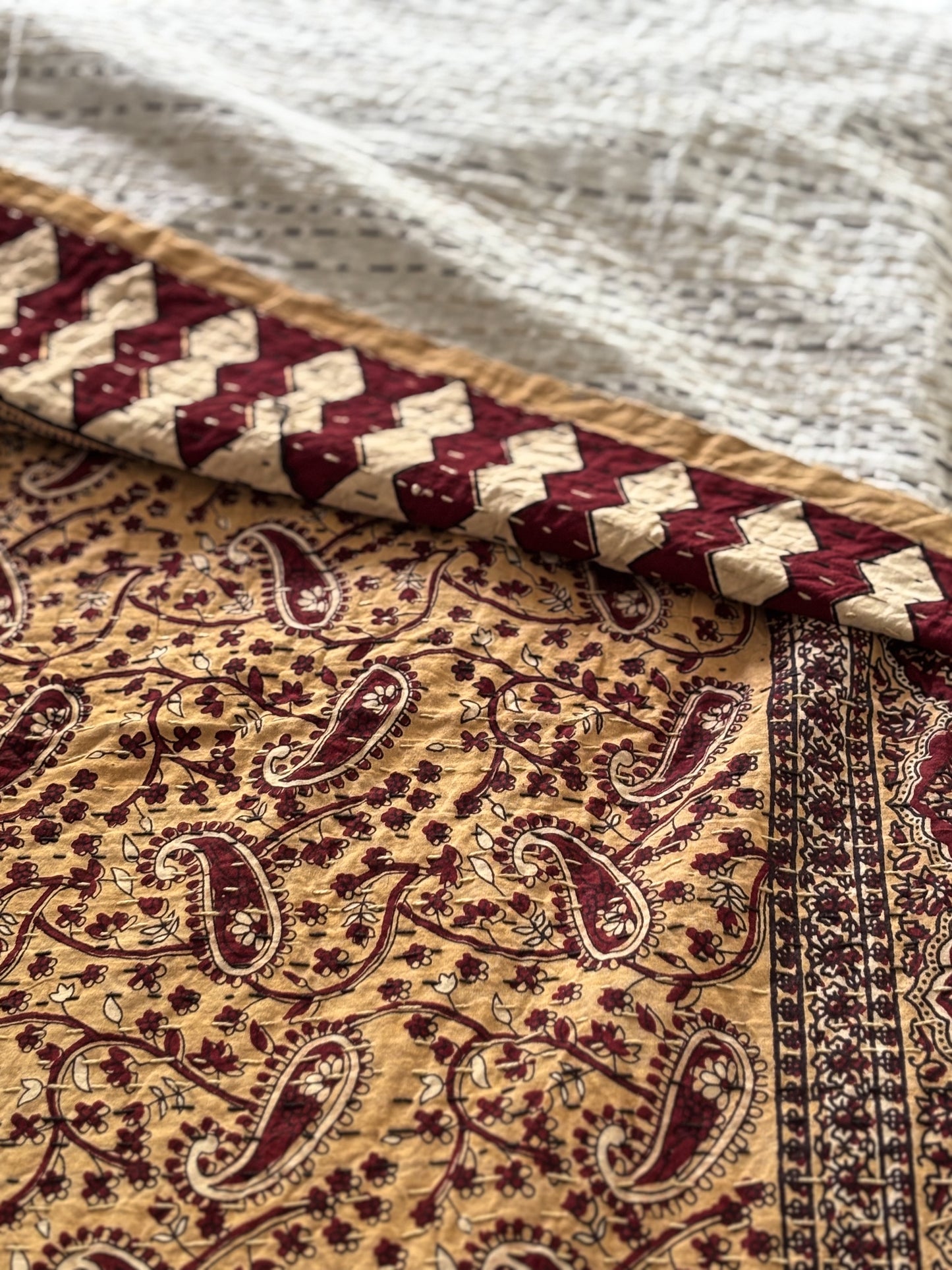 Clay Japandi Kantha Quilt