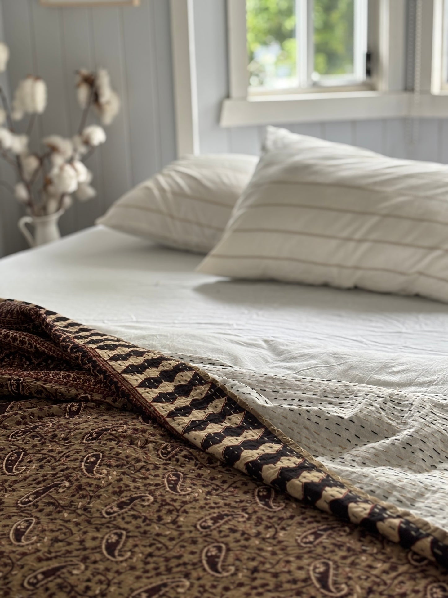 Salt Earthy Wabi Sabi Kantha Quilt