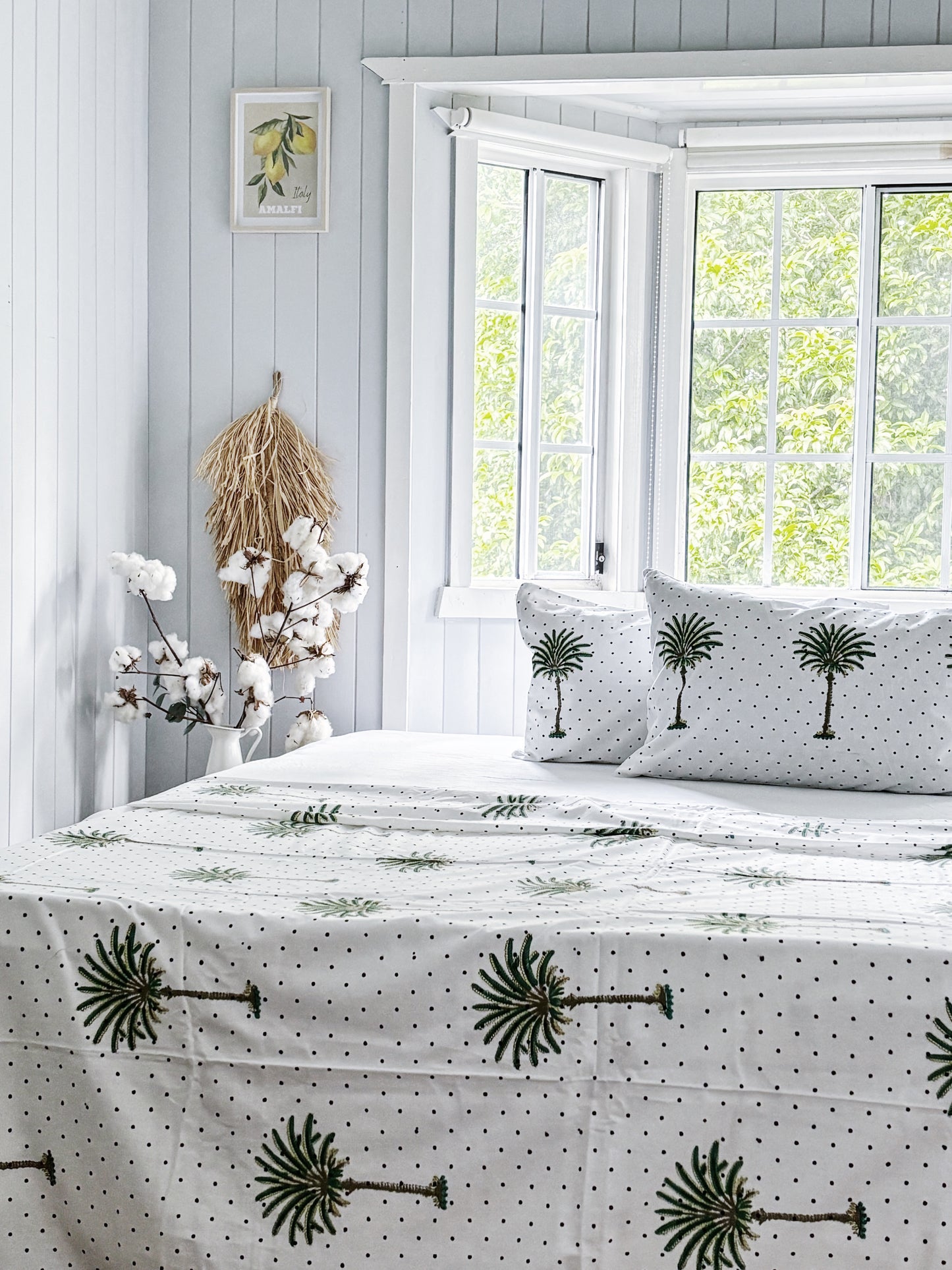 Polka Dot Palm Trees Flat Sheet Set