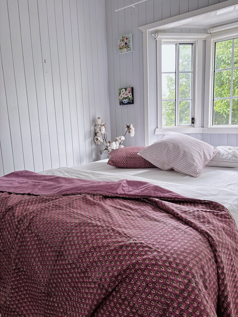 Blush Fleur Summer Blanket ~ Hand Printed & Sustainably Made