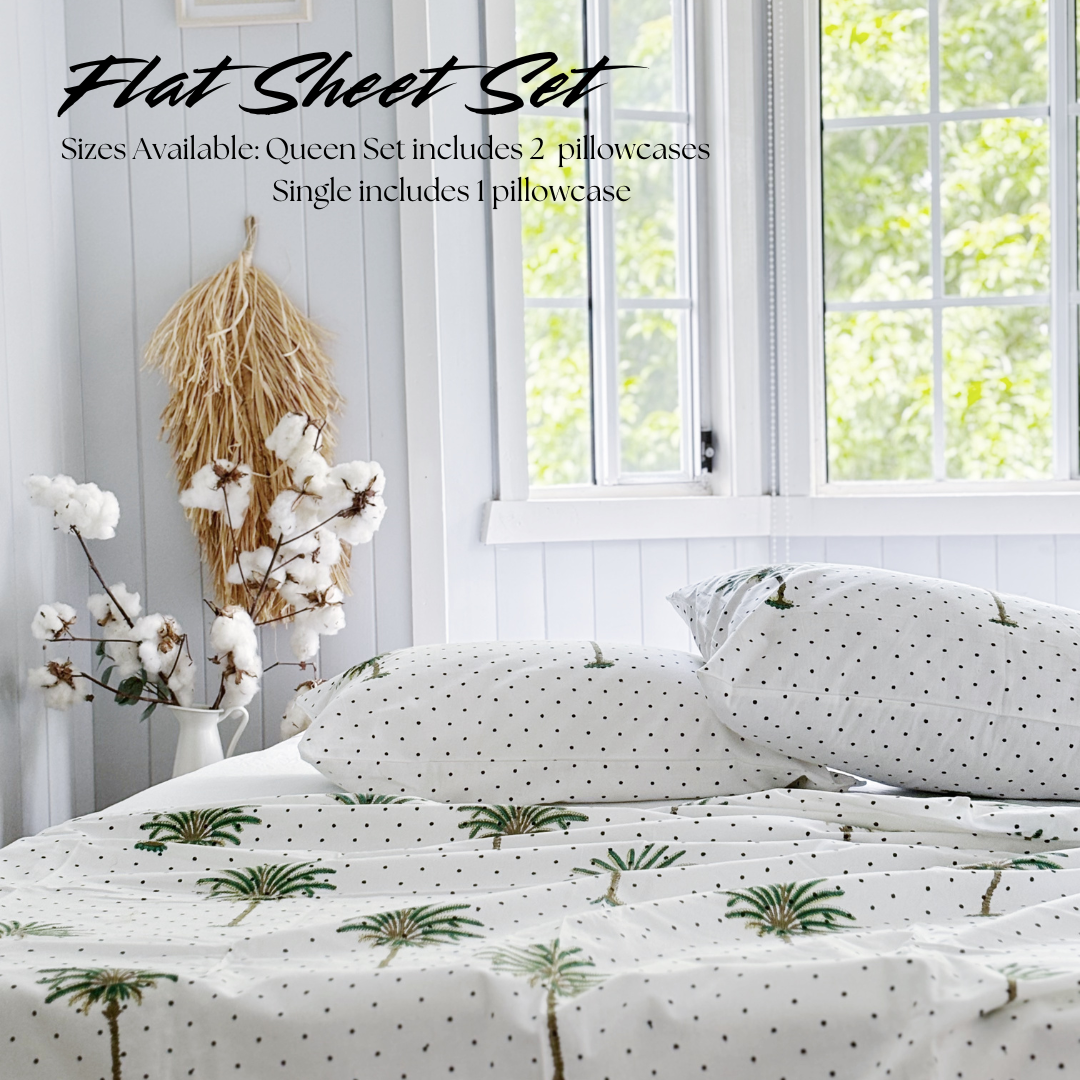 Polka Dot Palm Trees Flat Sheet Set