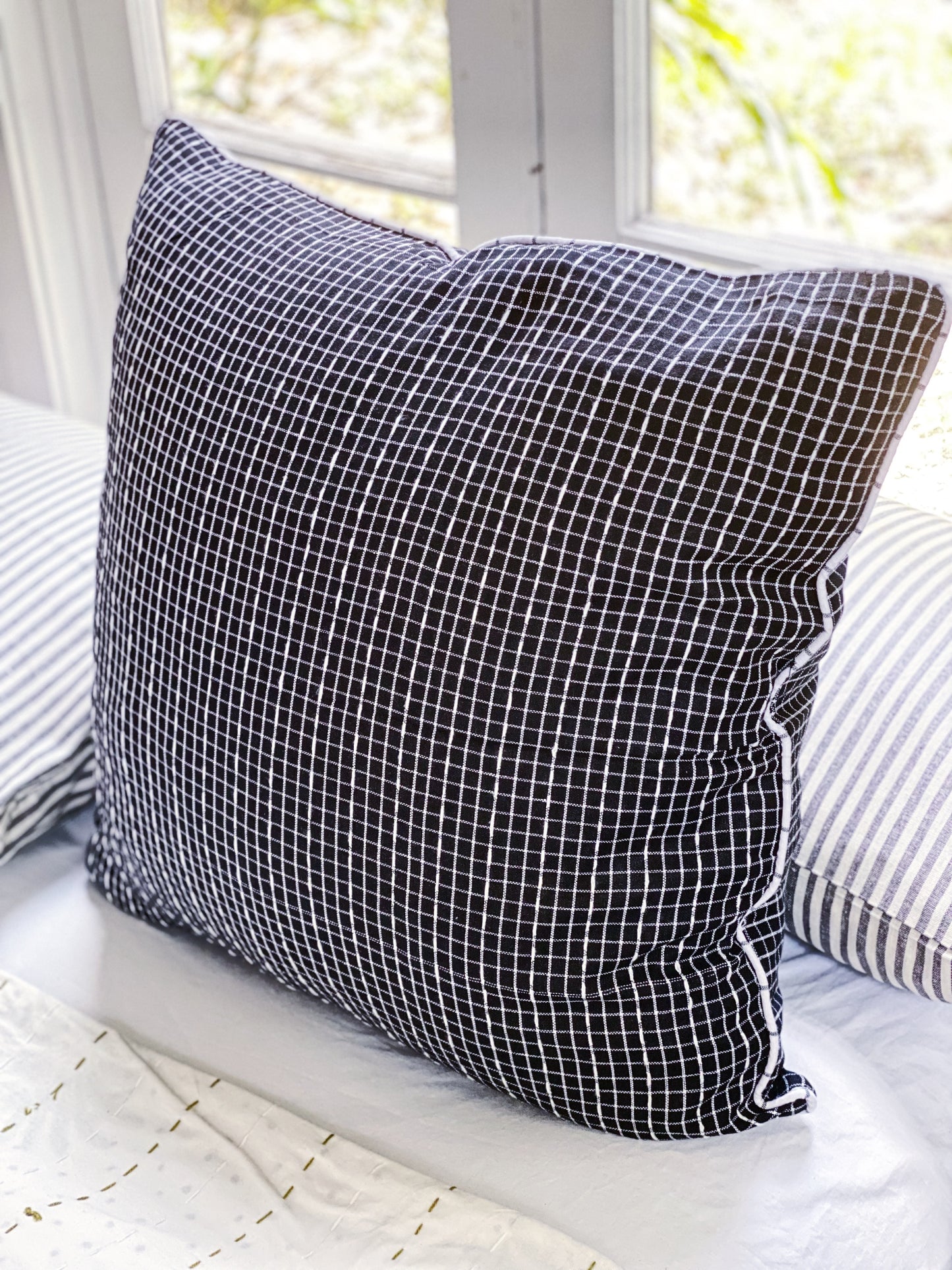 Noir Farmhouse Kantha Euro Cushion Cover