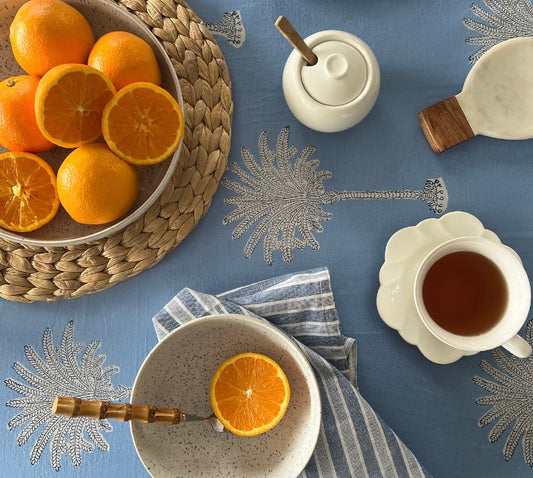 Blue Beachhouse Palms Tablecloth