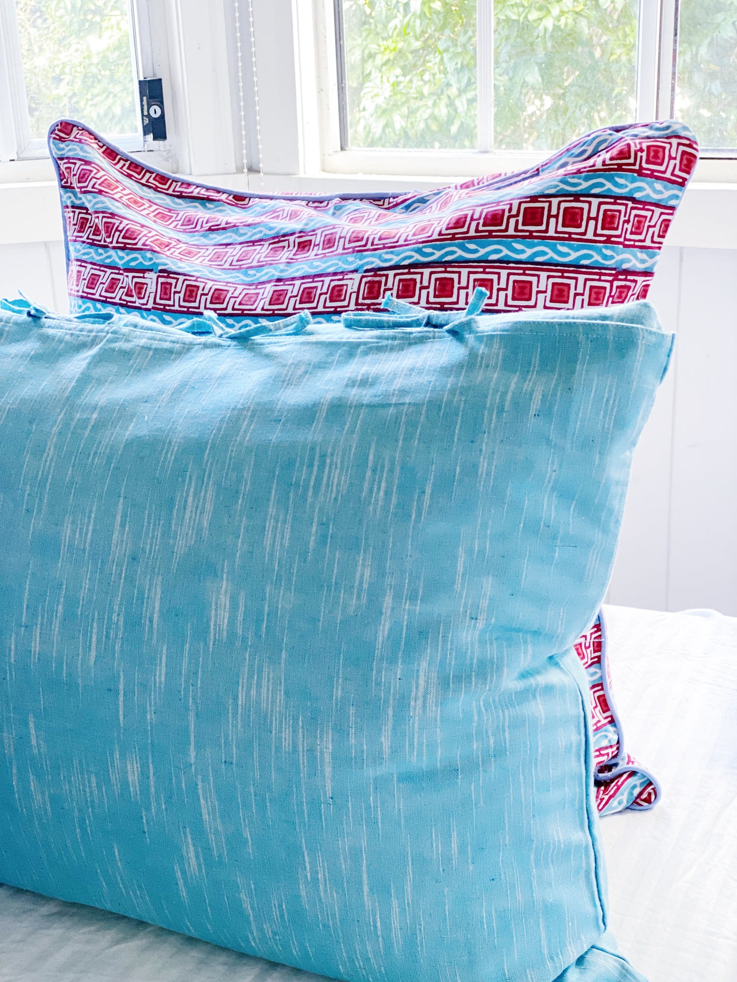 Aegean Coastal Handprinted Euro Cushion Cover