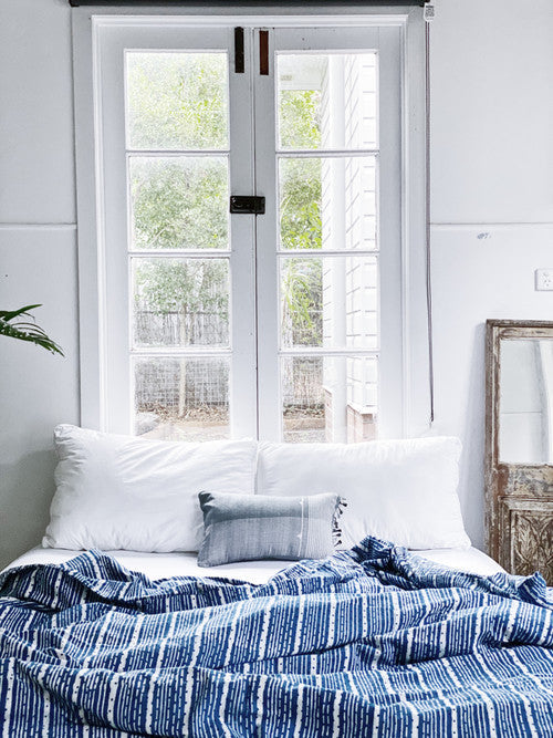 Indigo Dots And Stripes Quilt Cover