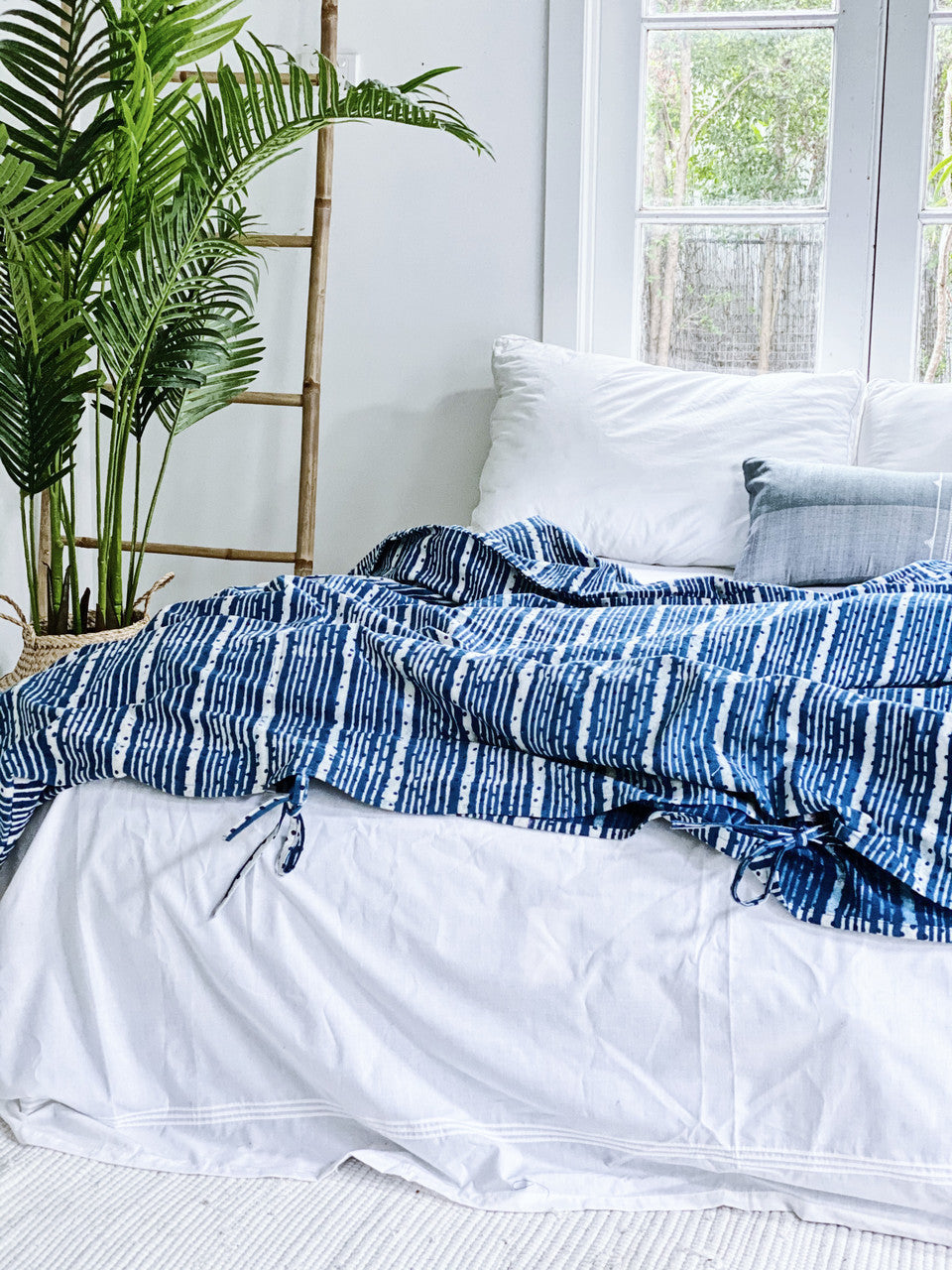 Indigo Dots And Stripes Quilt Cover