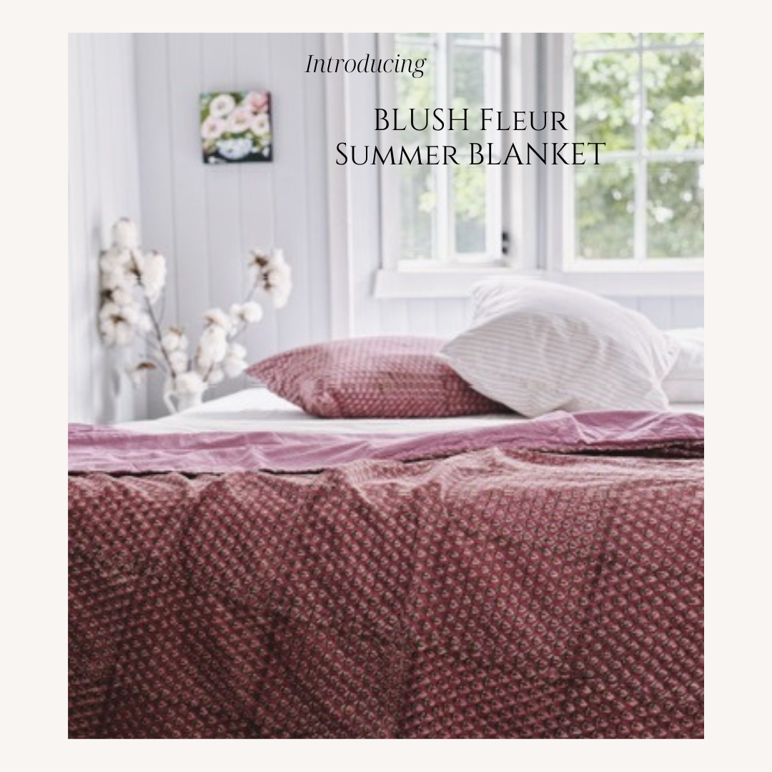 Blush Fleur Summer Blanket ~ Hand Printed & Sustainably Made