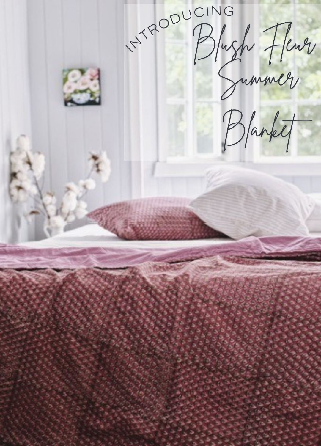 Blush Fleur Summer Blanket ~ Hand Printed & Sustainably Made